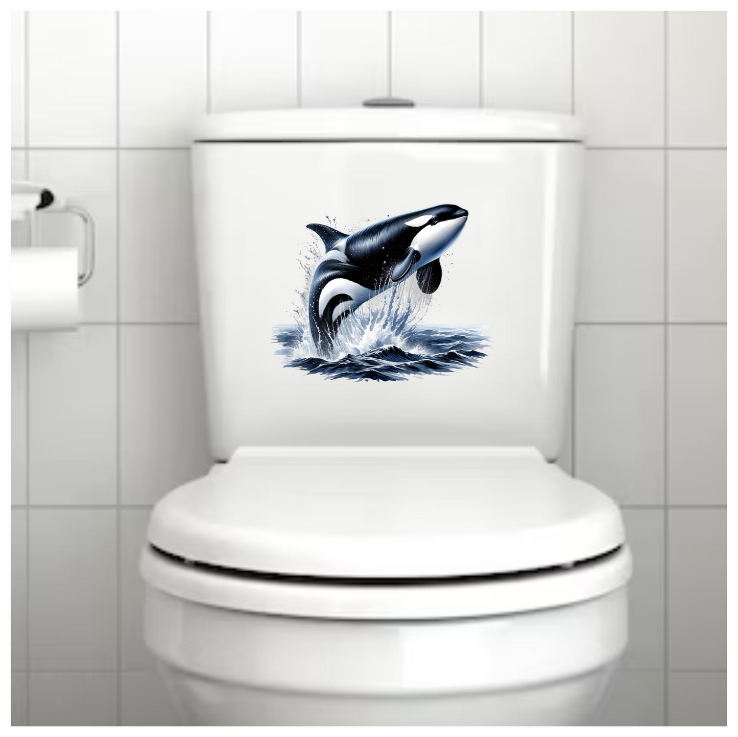 Orca Black White Water Splash Jumping Vinyl Sticker Decal