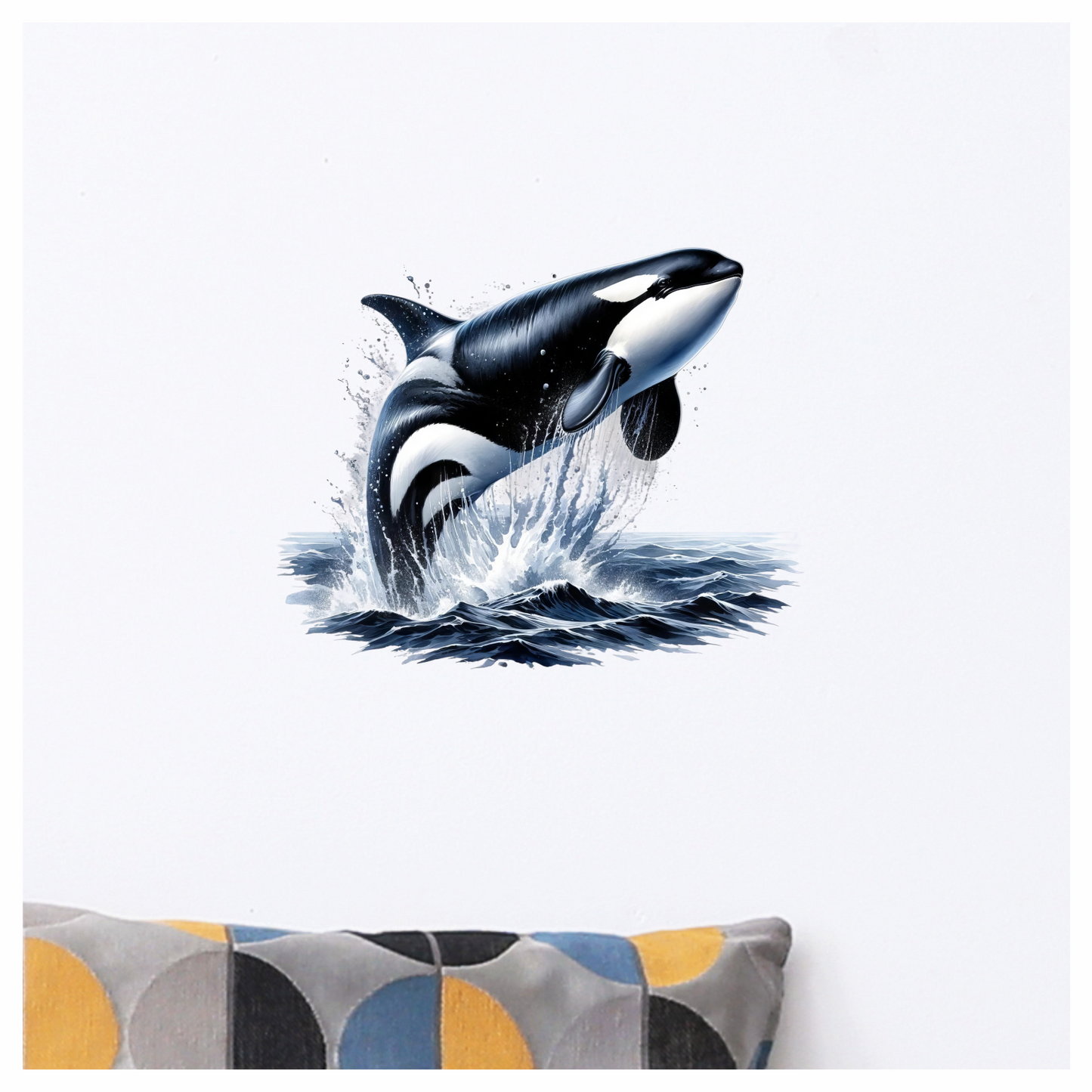 Orca Black White Water Splash Jumping Vinyl Sticker Decal