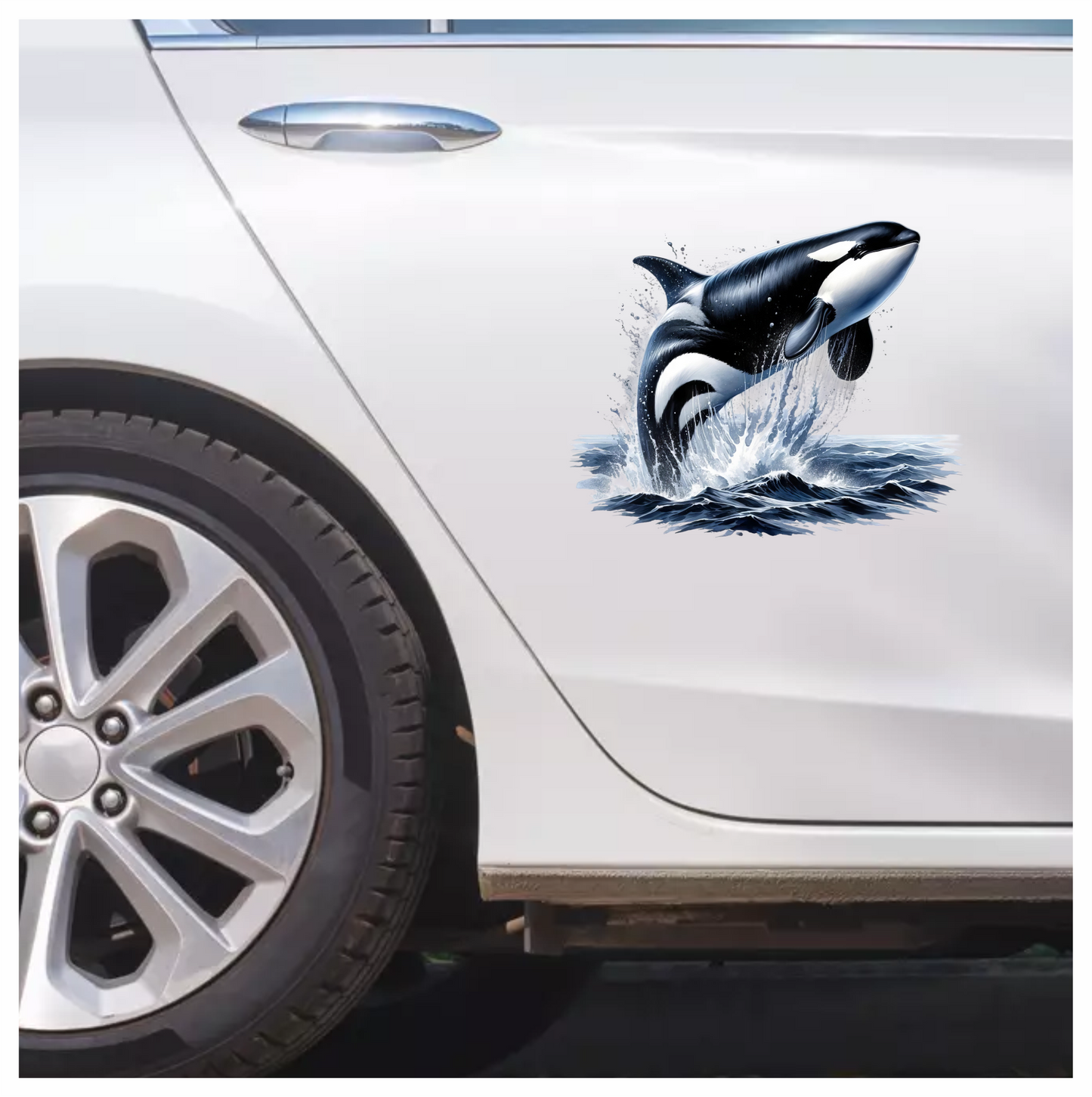 Orca Black White Water Splash Jumping Vinyl Sticker Decal
