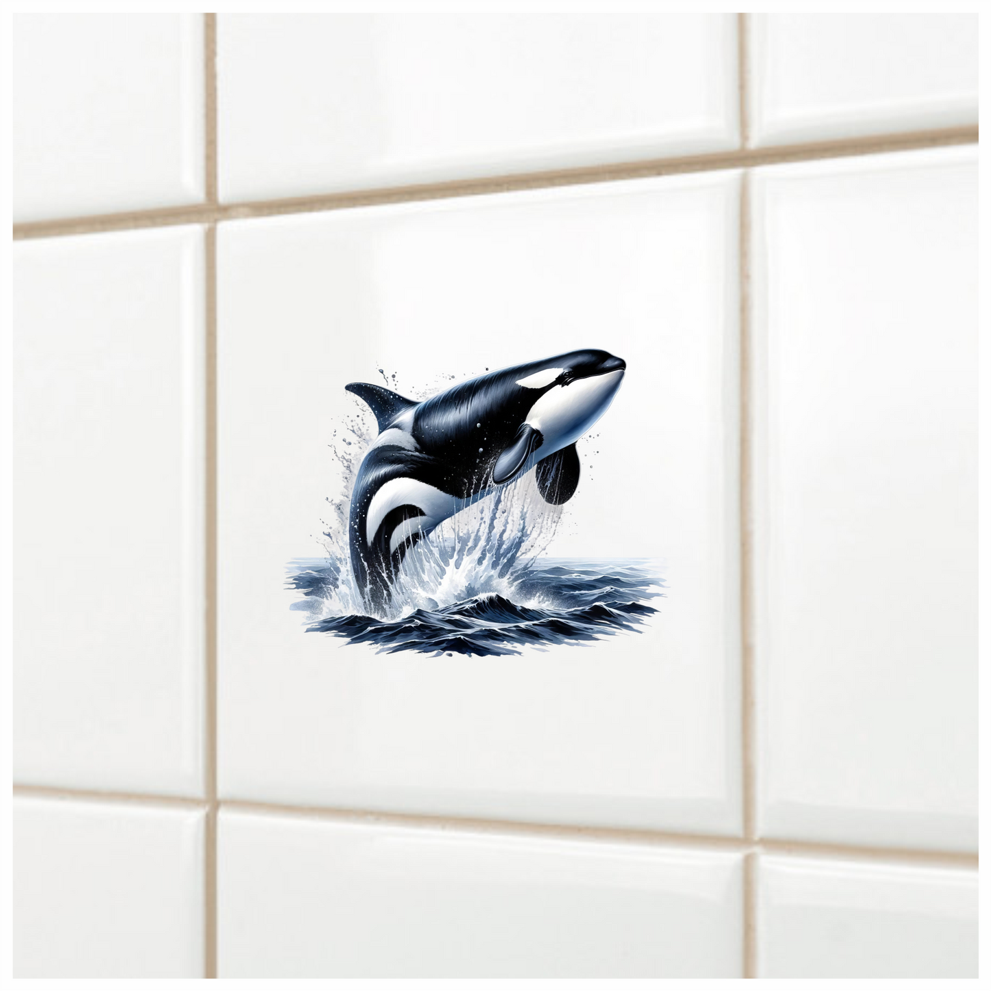 Orca Black White Water Splash Jumping Vinyl Sticker Decal