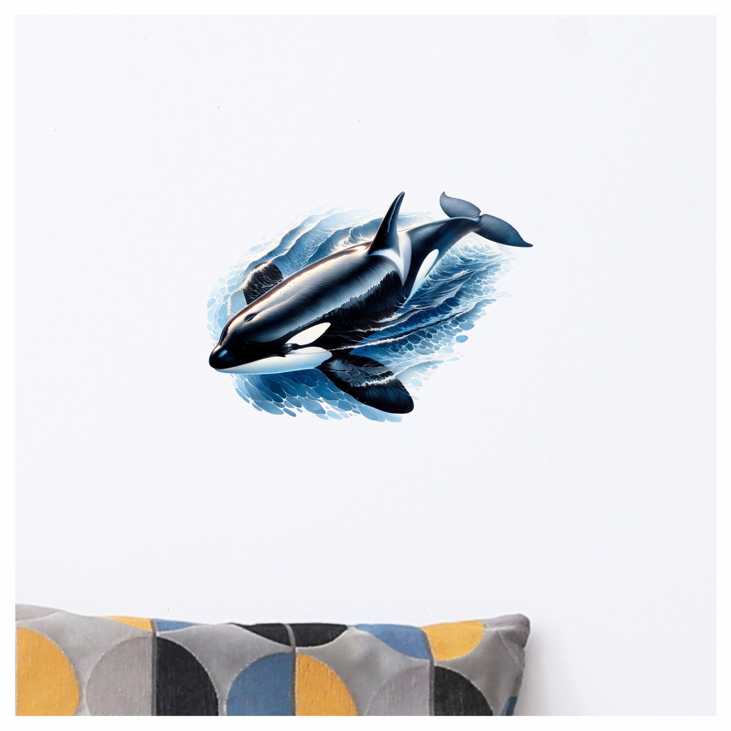 Orca Animal Blue Water Splash Vinyl Sticker Decal