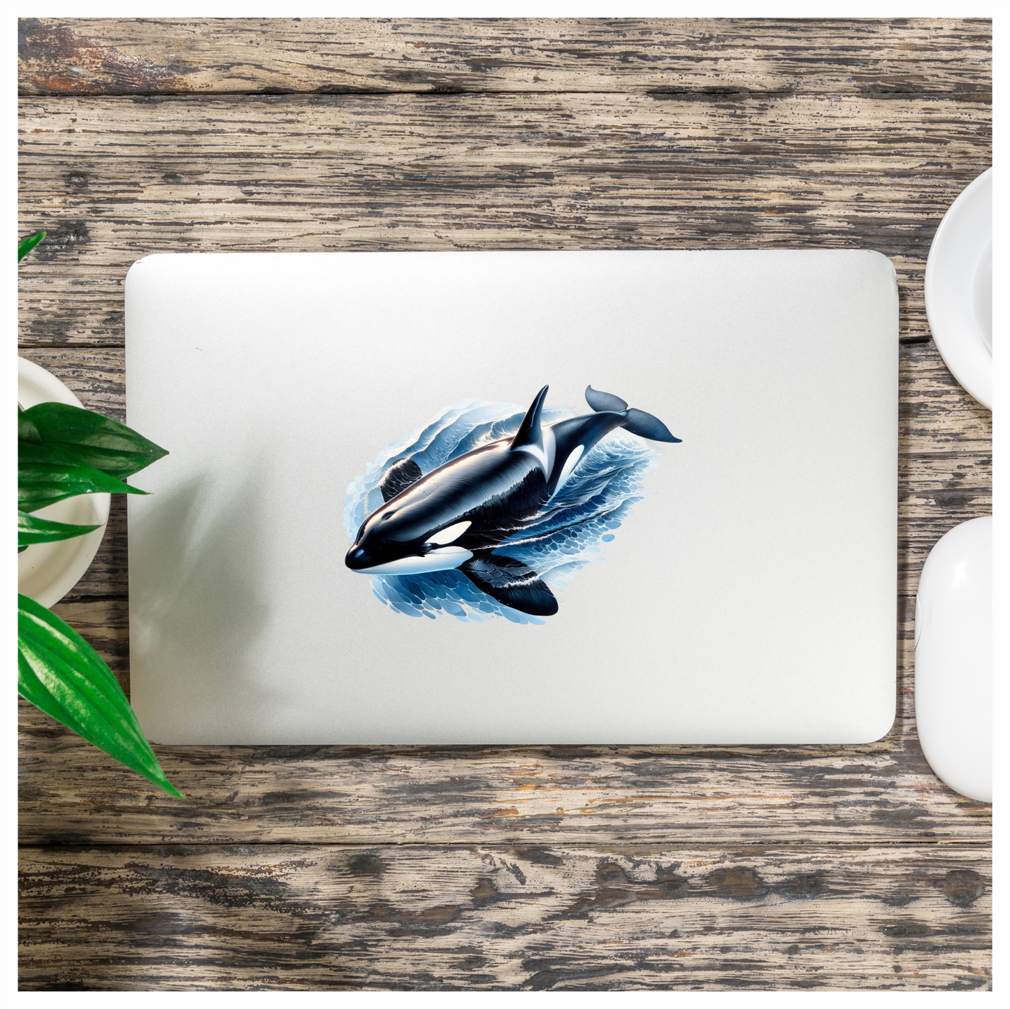 Orca Animal Blue Water Splash Vinyl Sticker Decal