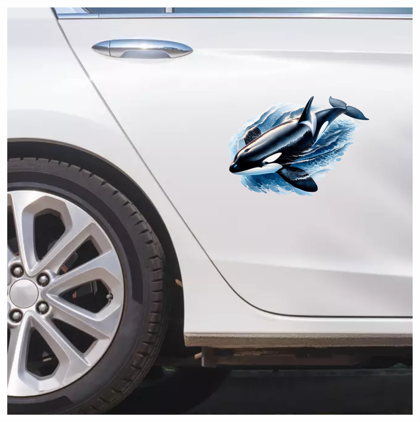 Orca Animal Blue Water Splash Vinyl Sticker Decal