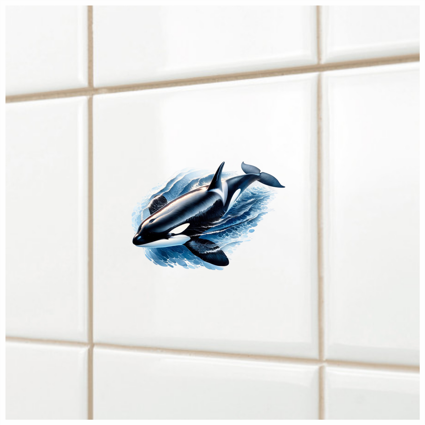 Orca Animal Blue Water Splash Vinyl Sticker Decal
