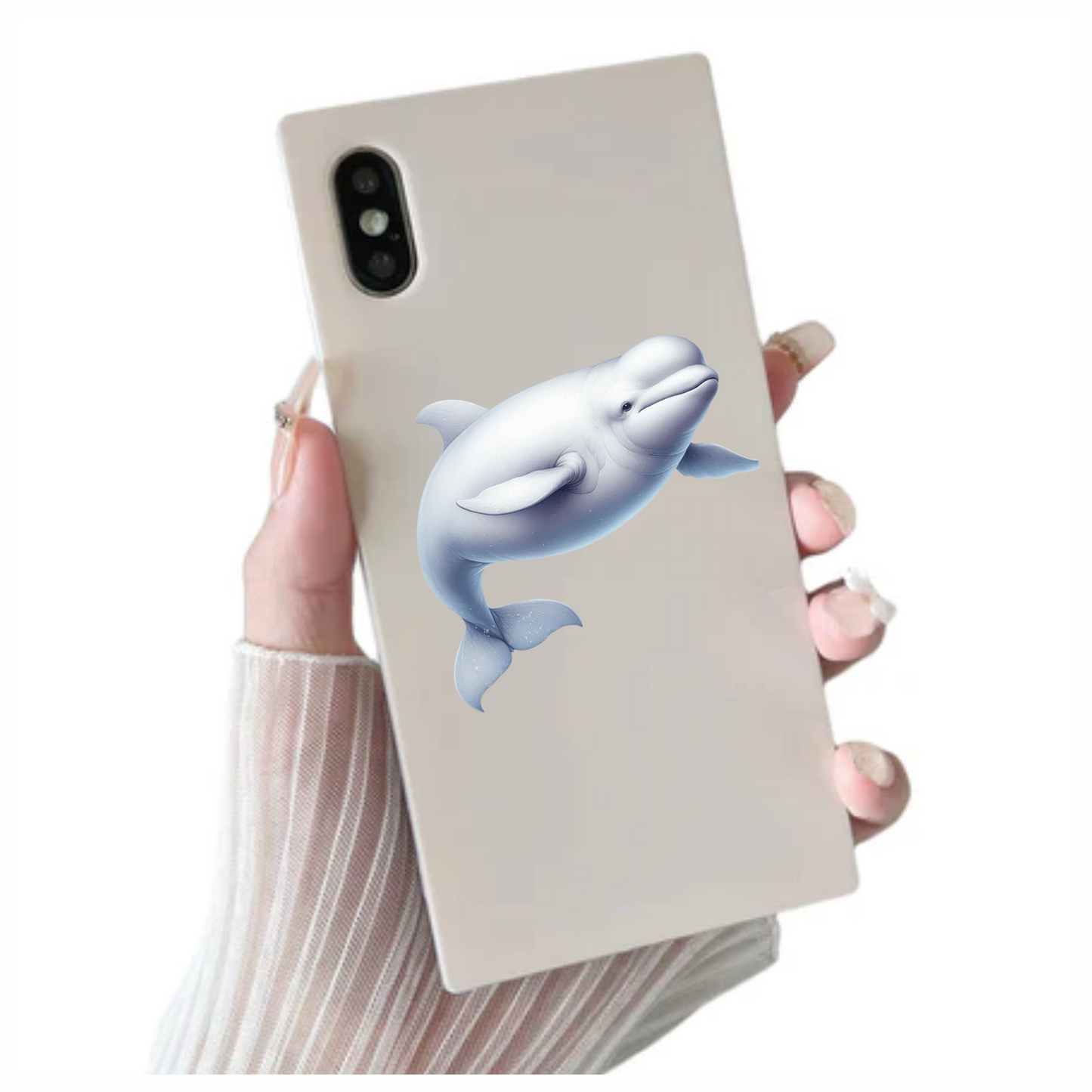 White Beluga Whale Swimming Vinyl Sticker Decal