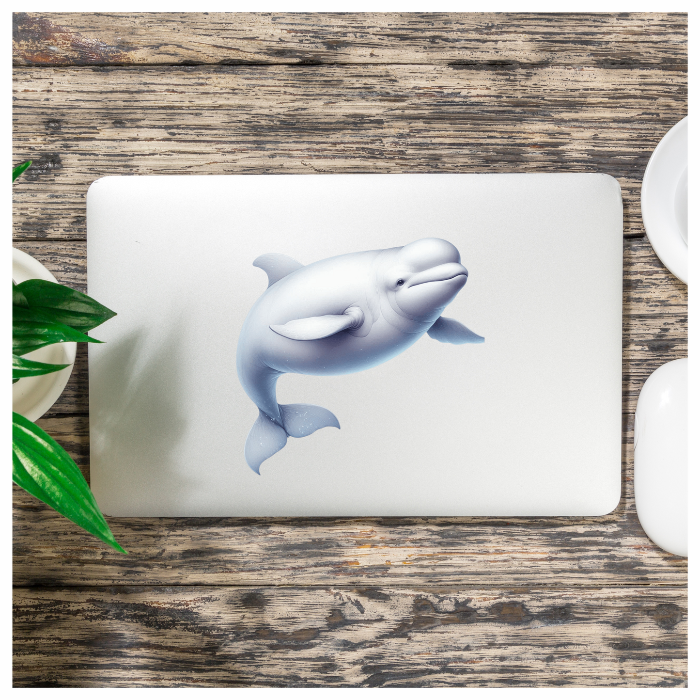 White Beluga Whale Swimming Vinyl Sticker Decal