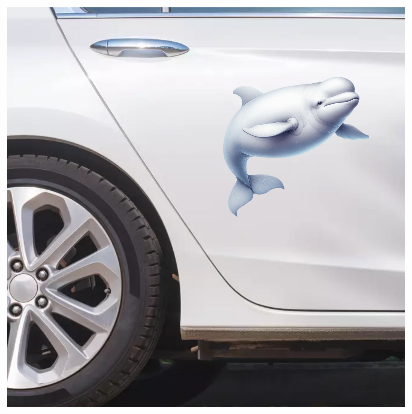 White Beluga Whale Swimming Vinyl Sticker Decal