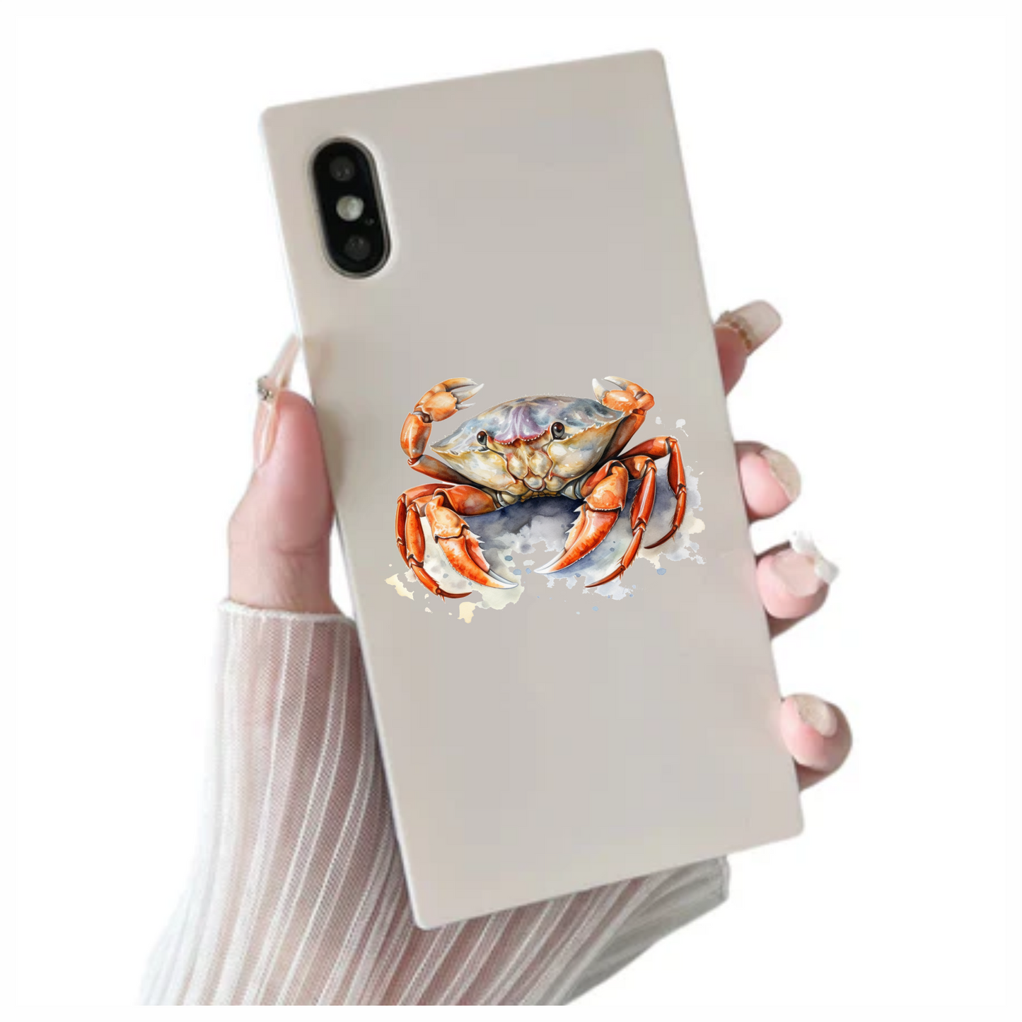 Crab Orange Watercolor Ocean Vinyl Sticker Decal