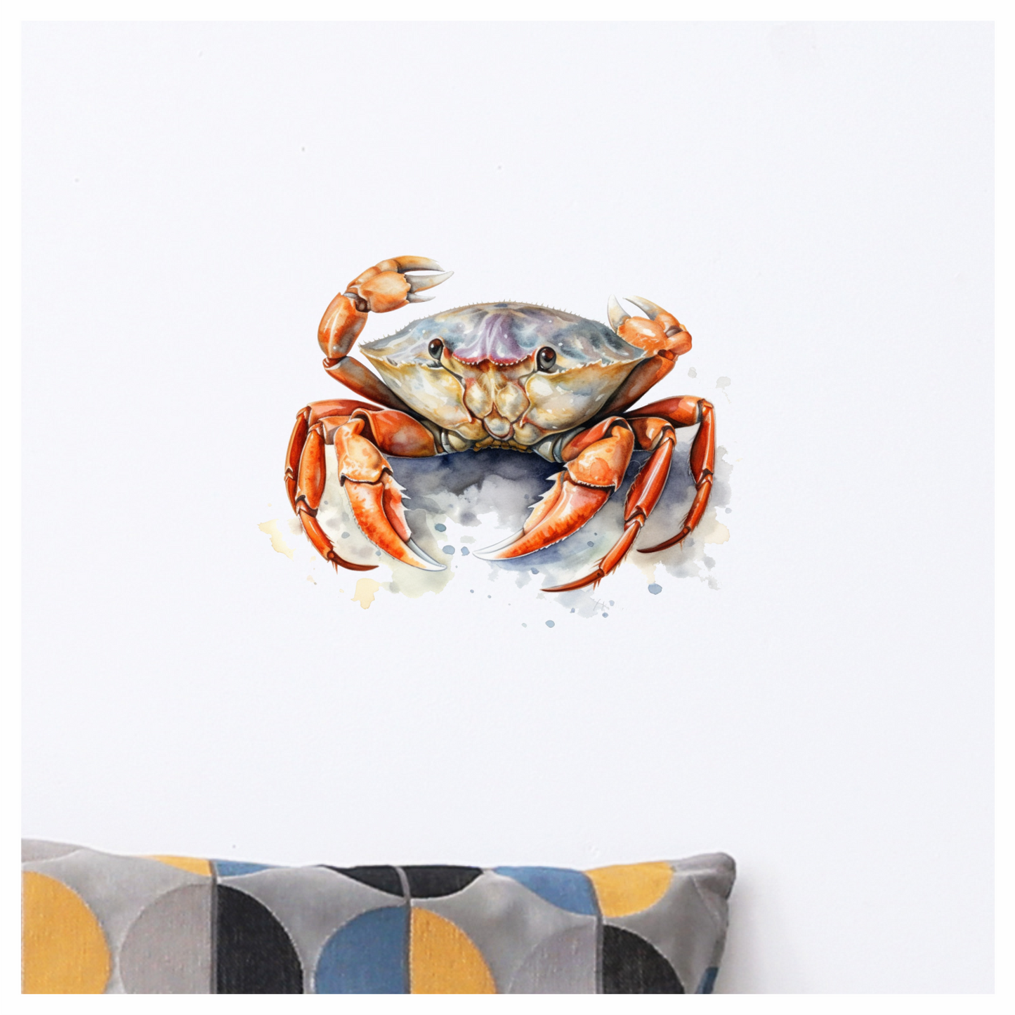 Crab Orange Watercolor Ocean Vinyl Sticker Decal