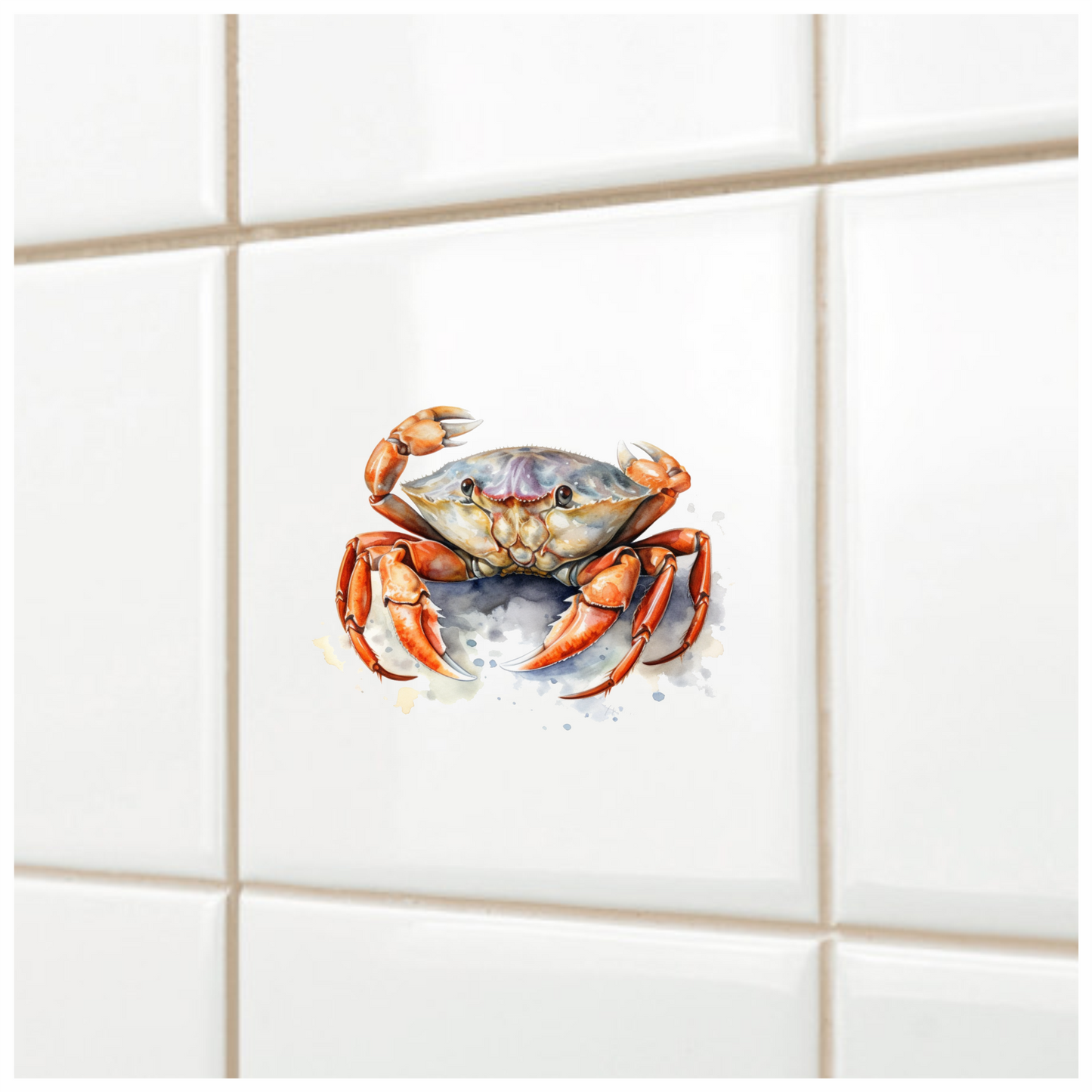 Crab Orange Watercolor Ocean Vinyl Sticker Decal