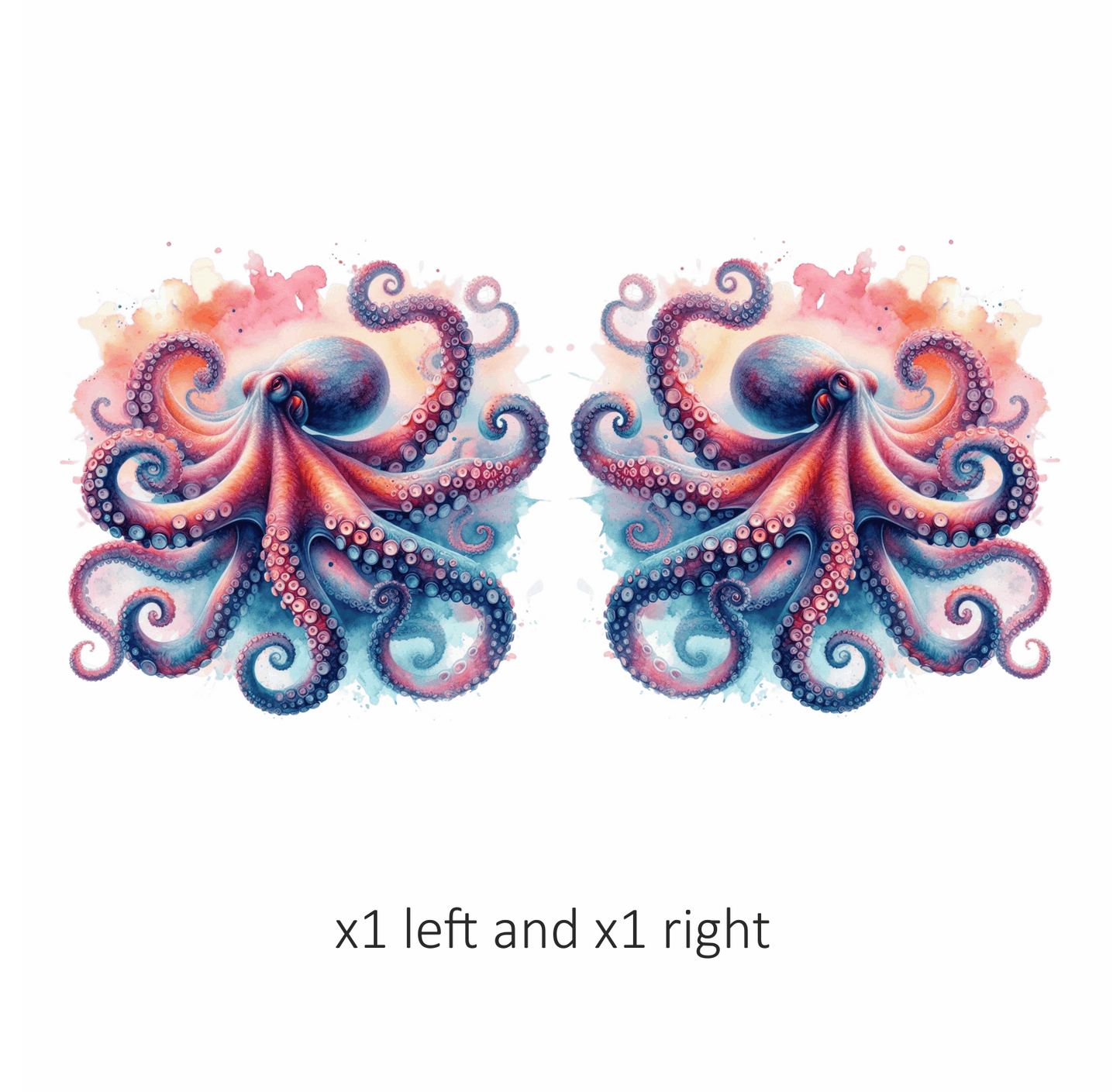 Octopus Pink Blue Tentacles Watercolor Vinyl Sticker Decal