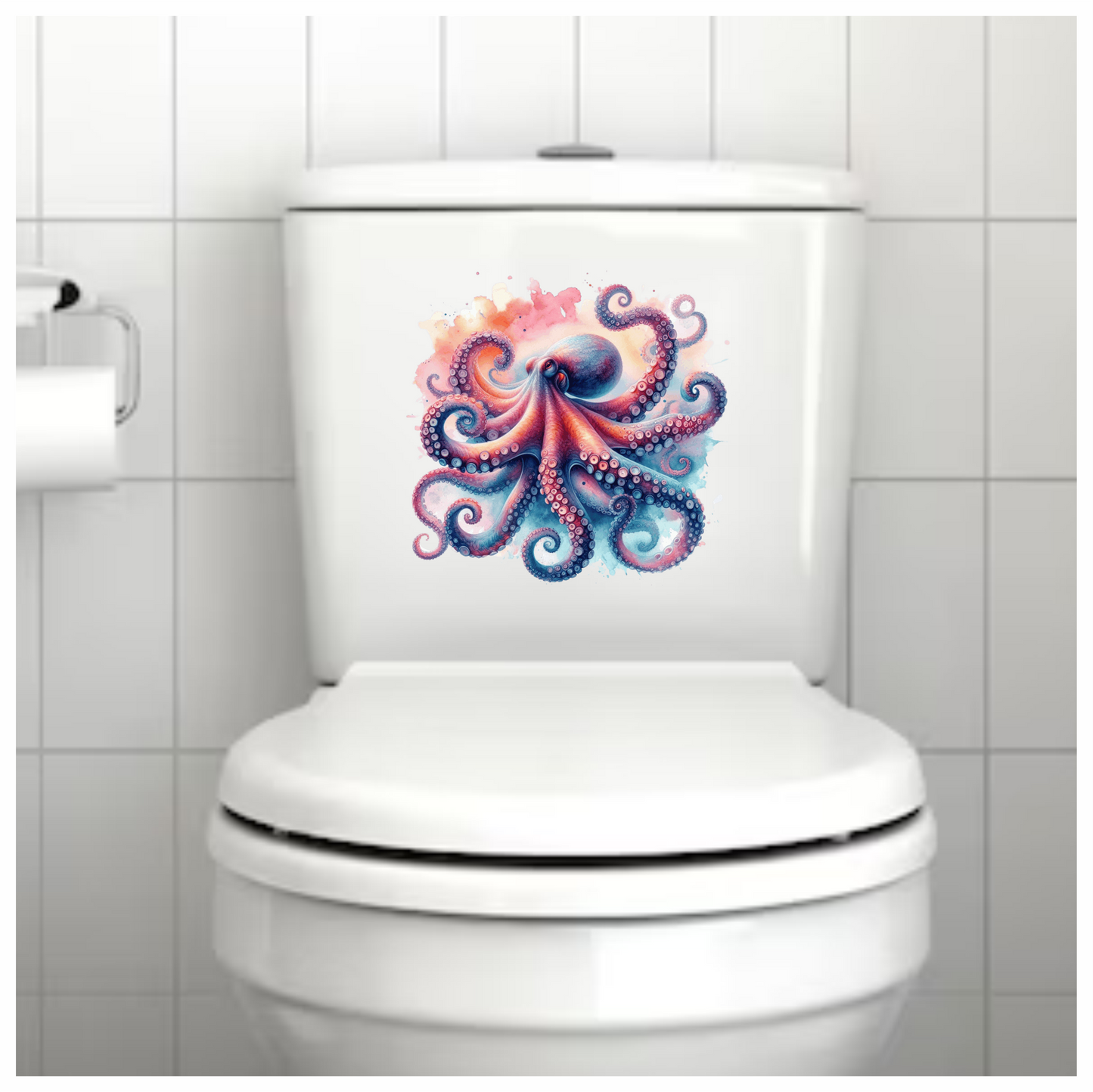 Octopus Pink Blue Tentacles Watercolor Vinyl Sticker Decal