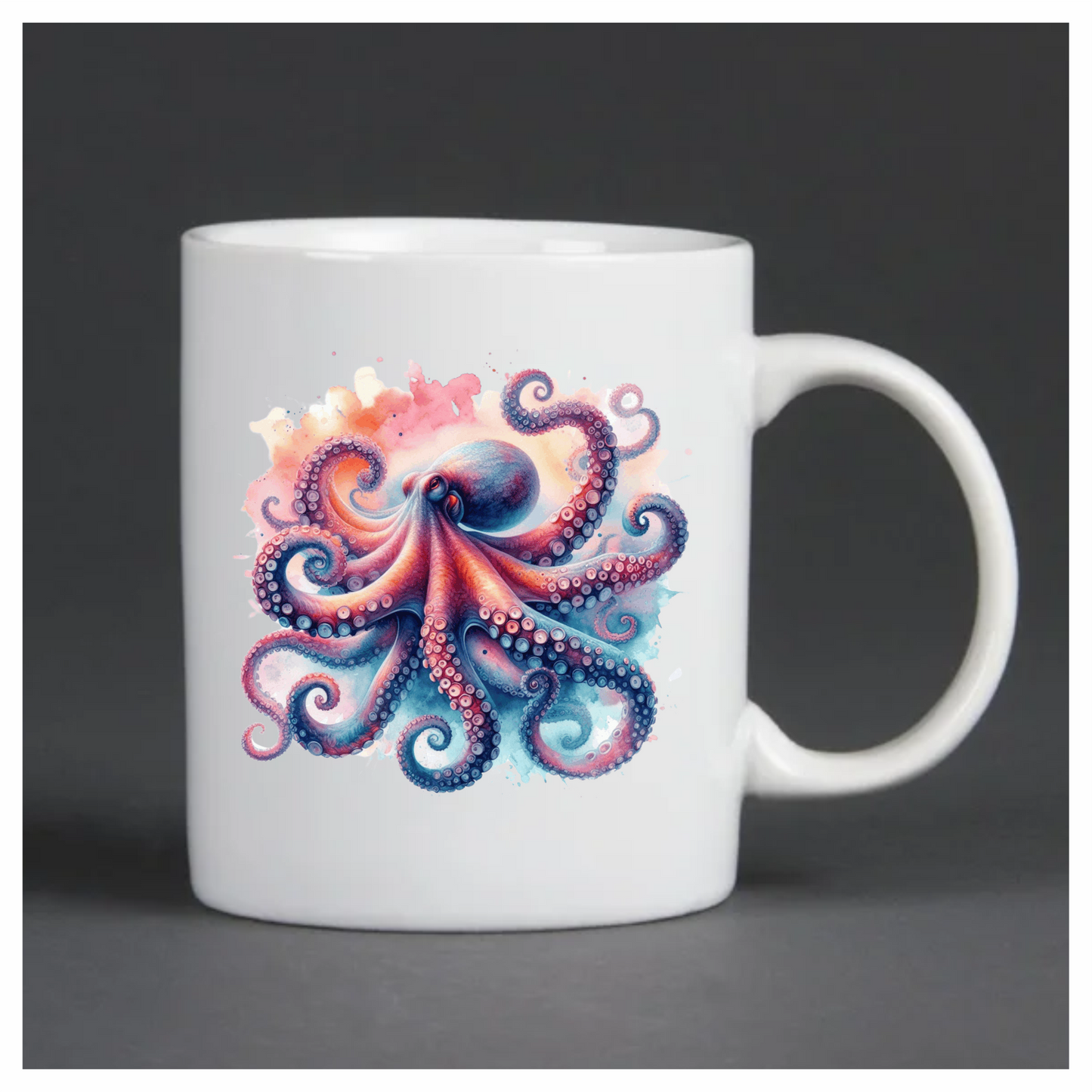 Octopus Pink Blue Tentacles Watercolor Vinyl Sticker Decal