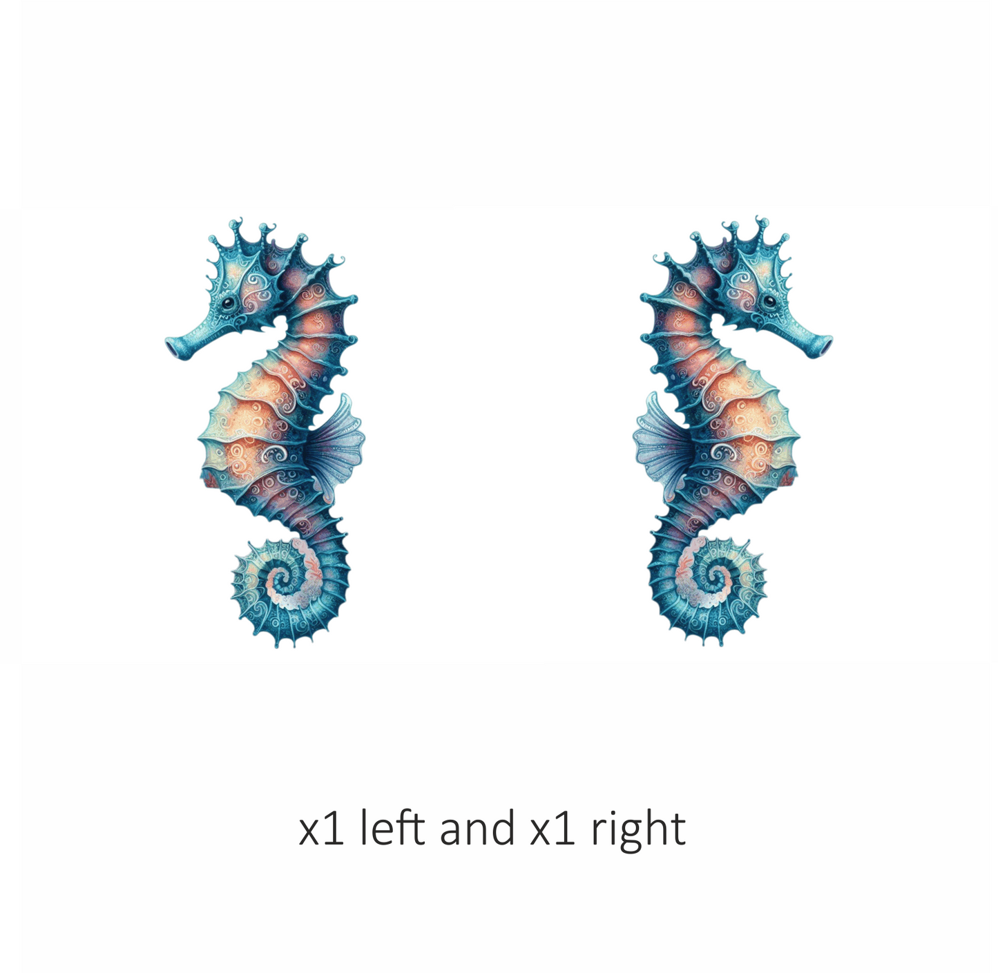 Seahorse Blue Animal Spiral Vinyl Sticker Decal