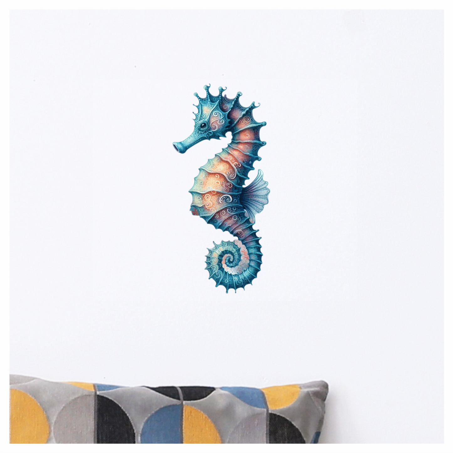 Seahorse Blue Animal Spiral Vinyl Sticker Decal
