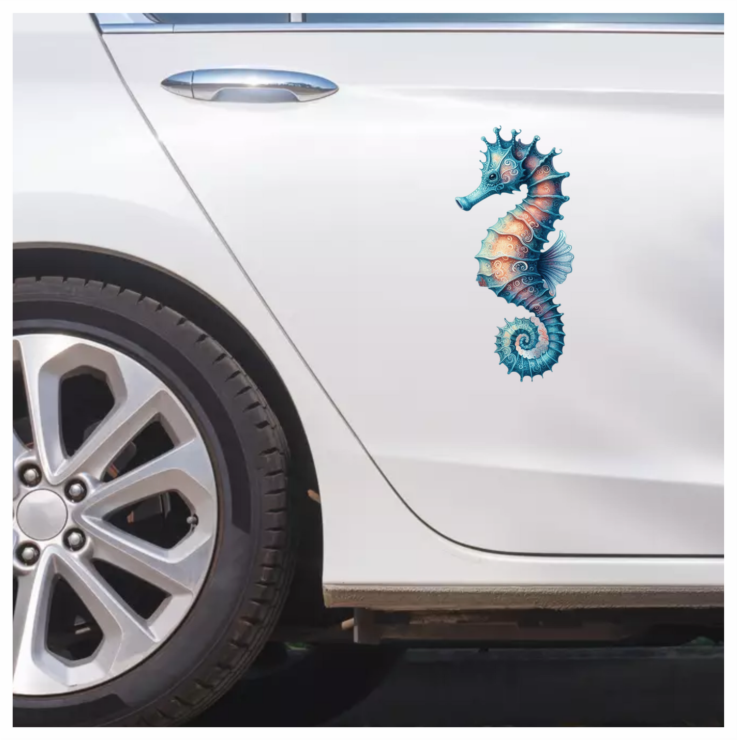 Seahorse Blue Animal Spiral Vinyl Sticker Decal