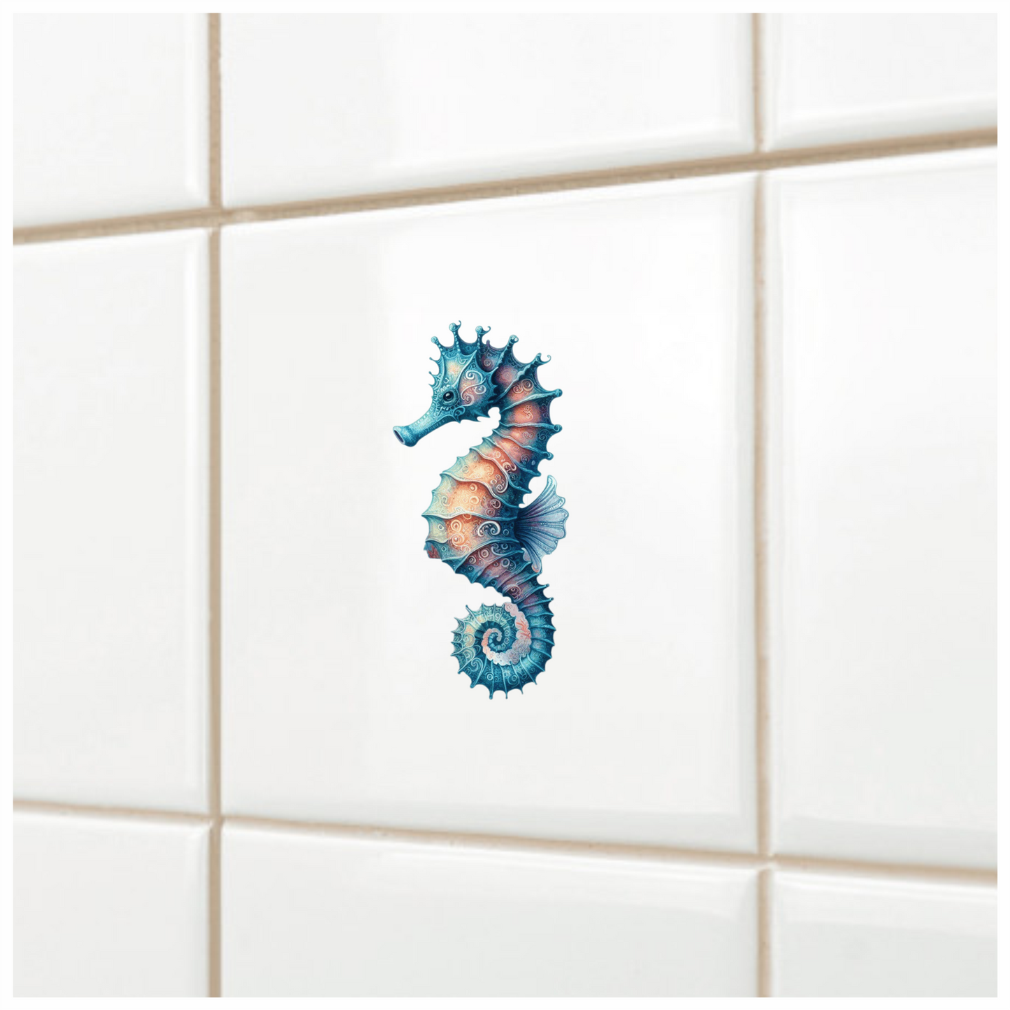 Seahorse Blue Animal Spiral Vinyl Sticker Decal