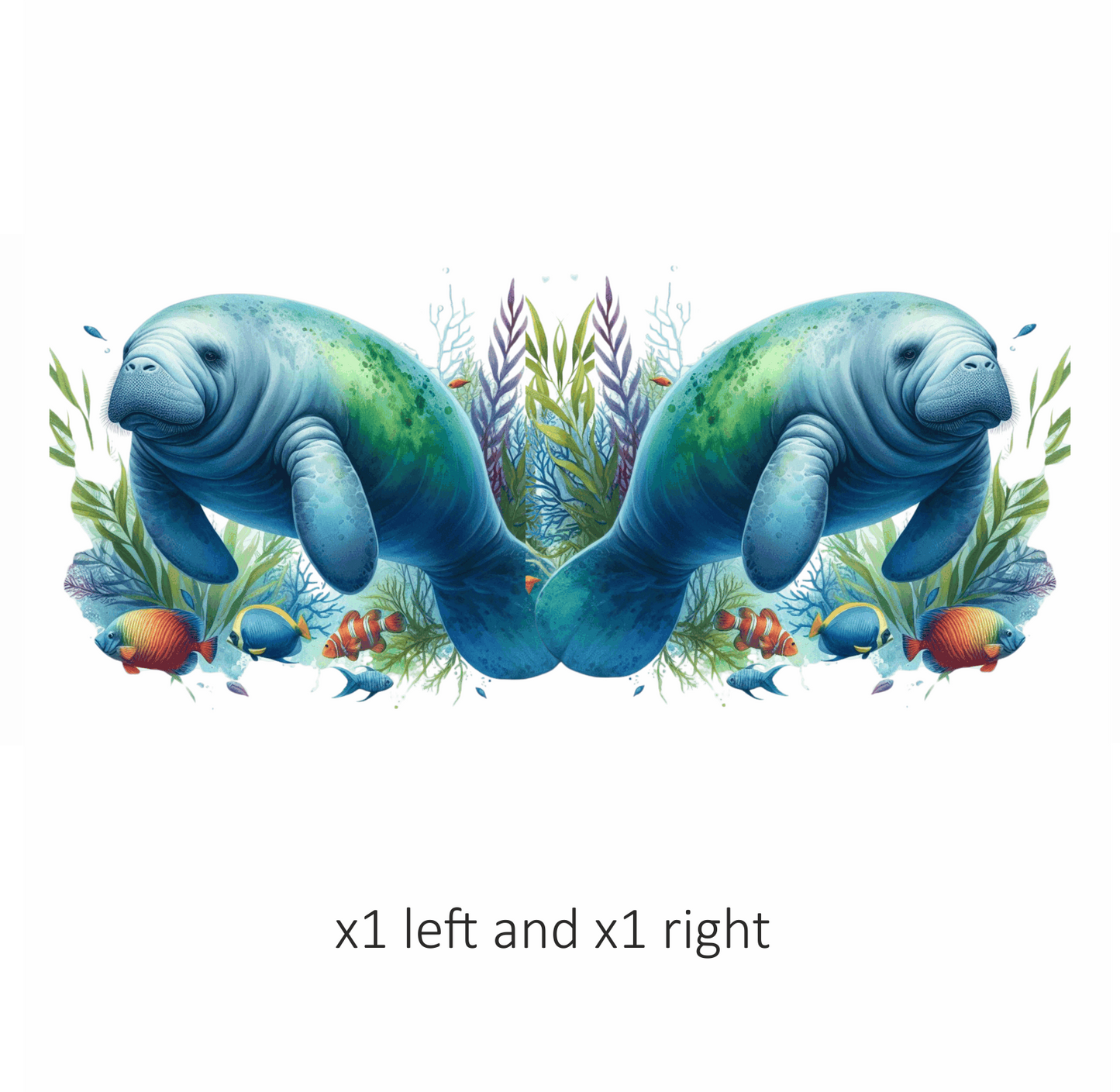 Manatee Blue Fish Seaweed Tropical Vinyl Sticker Decal