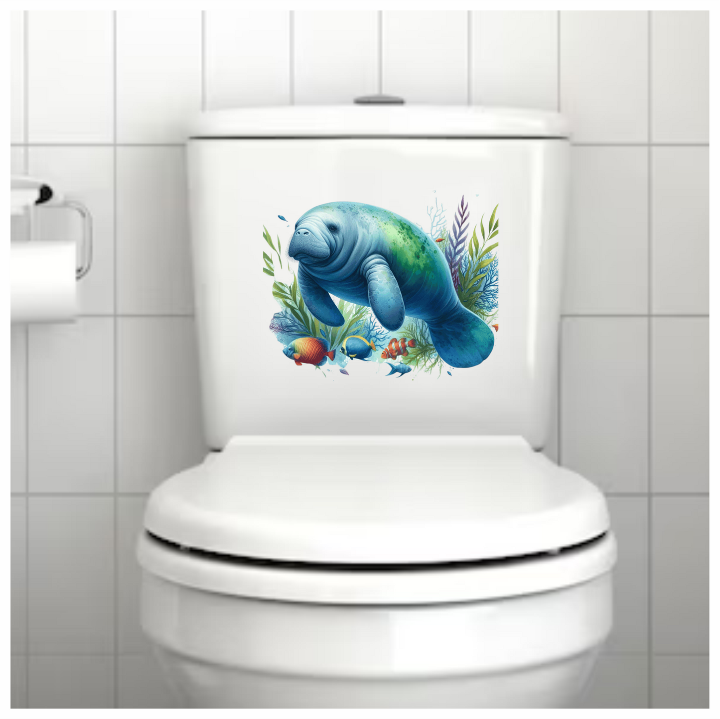 Manatee Blue Fish Seaweed Tropical Vinyl Sticker Decal