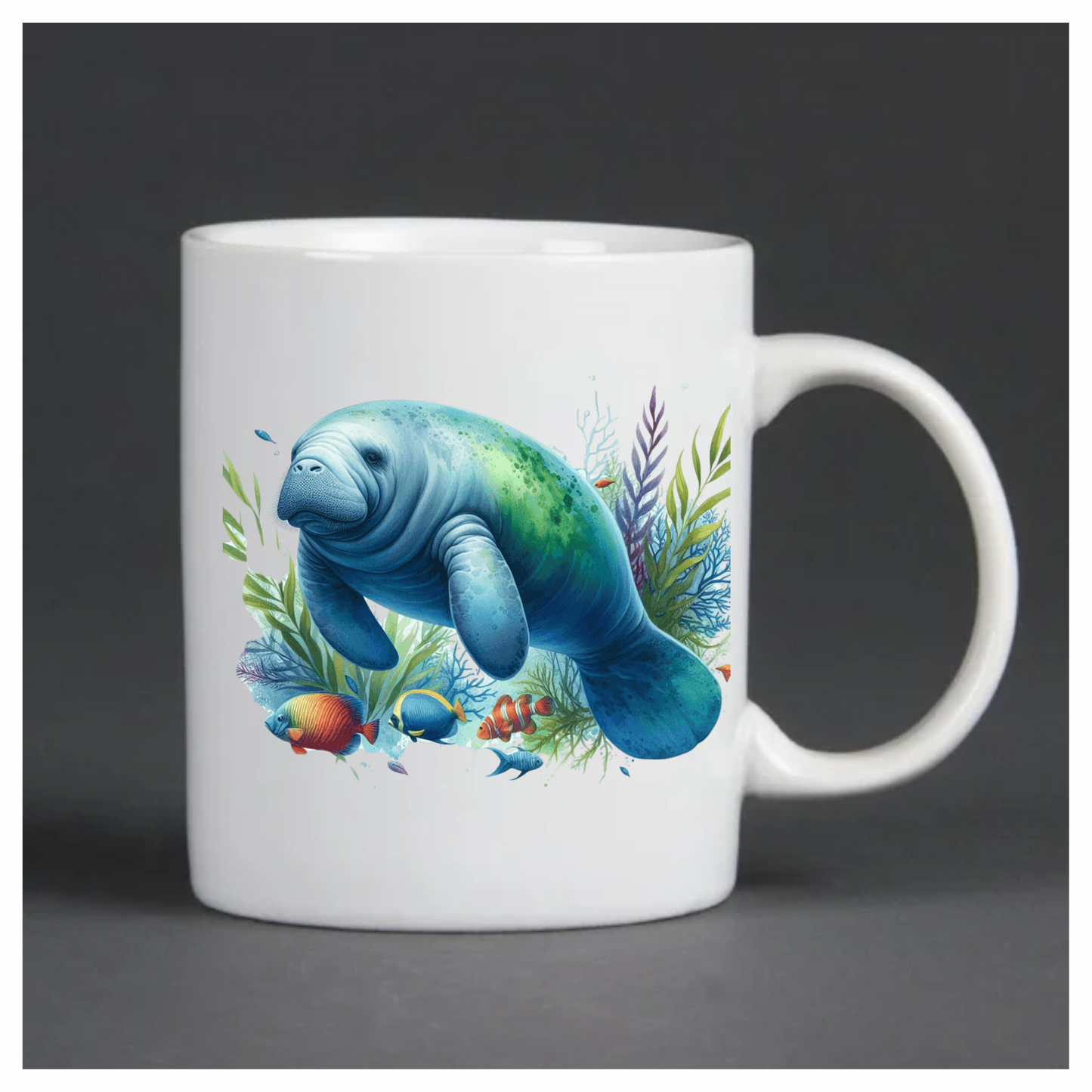 Manatee Blue Fish Seaweed Tropical Vinyl Sticker Decal