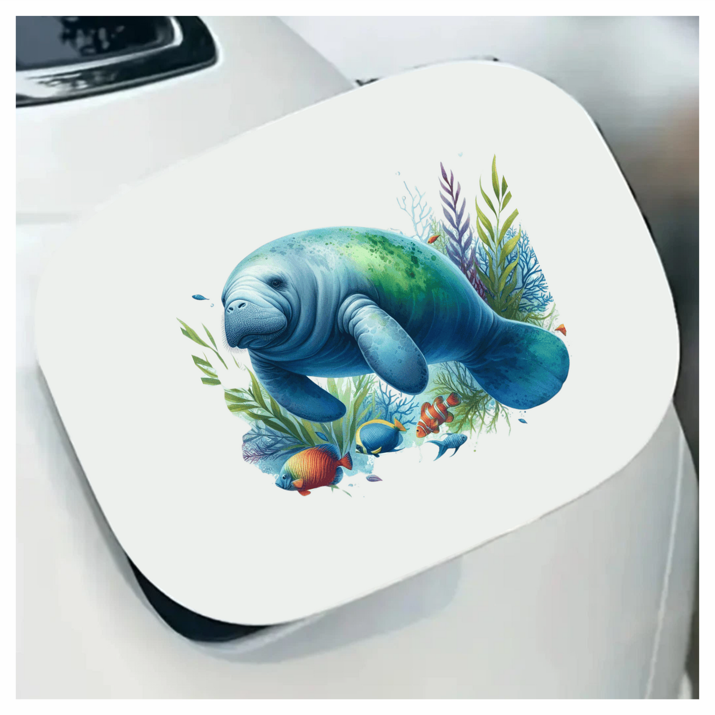 Manatee Blue Fish Seaweed Tropical Vinyl Sticker Decal
