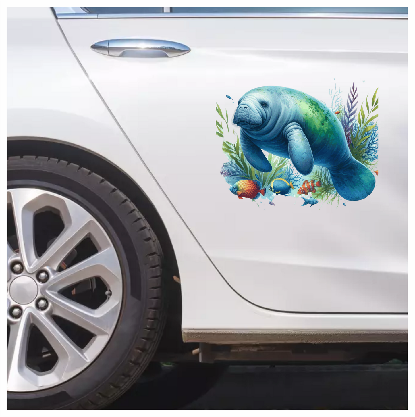 Manatee Blue Fish Seaweed Tropical Vinyl Sticker Decal
