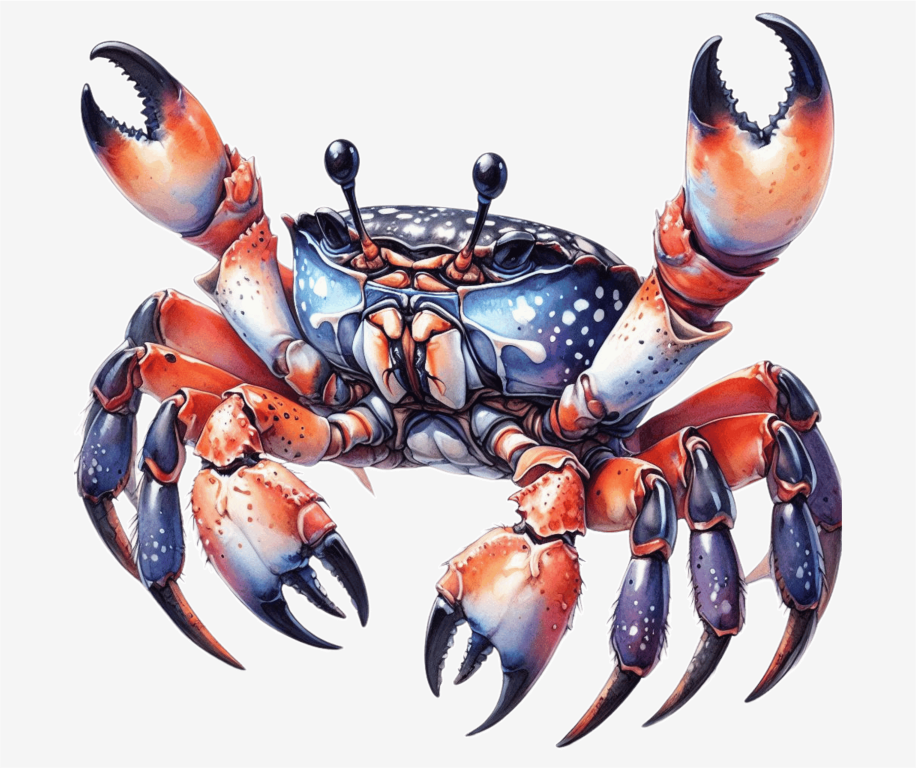 Crab Orange Blue Marine Vinyl Sticker Decal