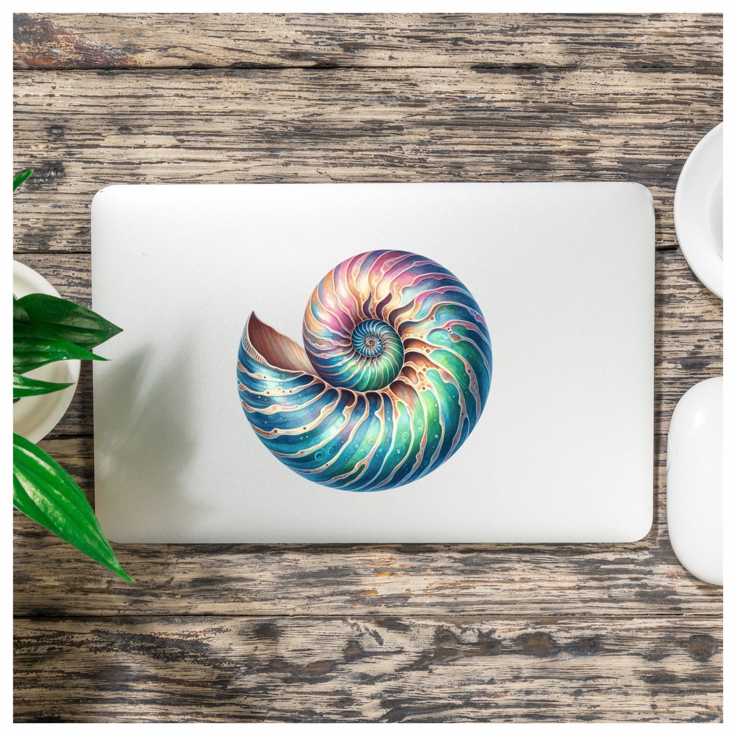 Spiral Shell Blue Water Marine Vinyl Sticker Decal