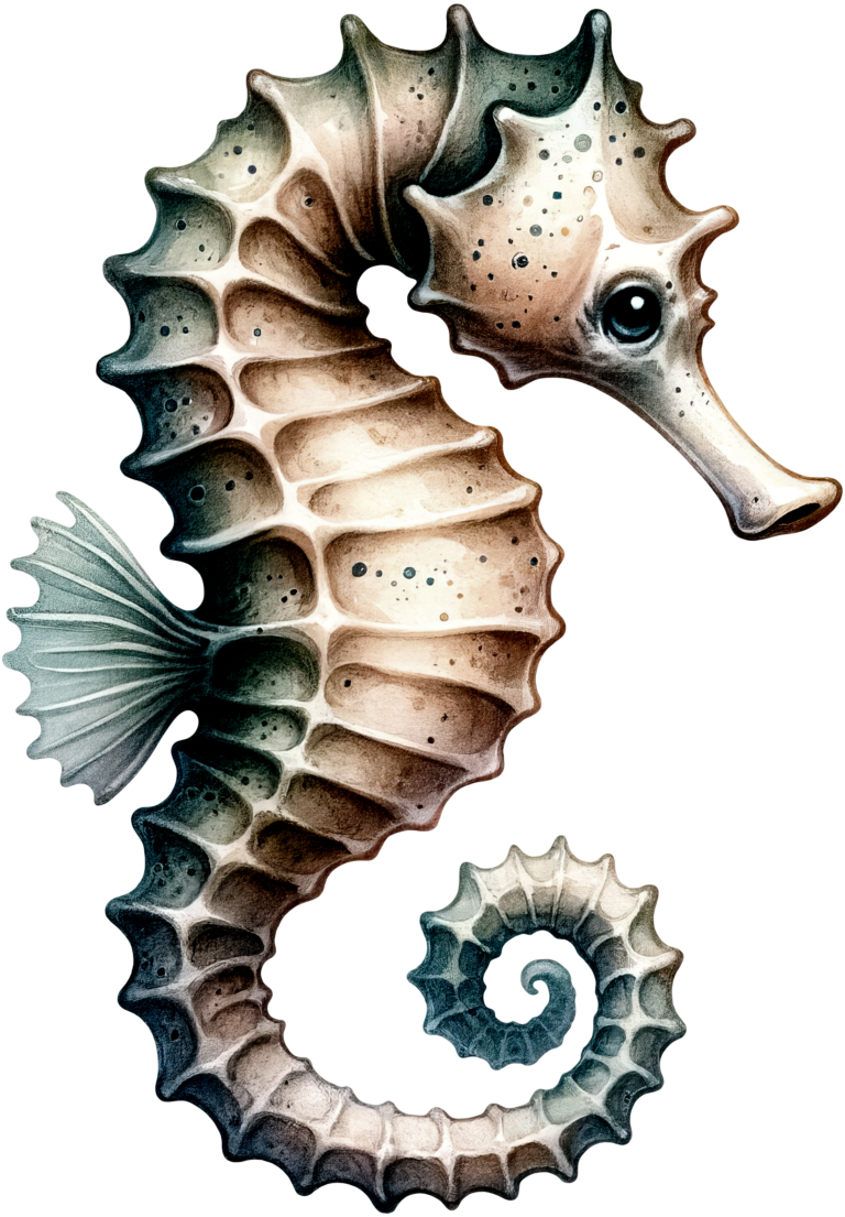 Seahorse Brown White Spiral Tail Vinyl Sticker Decal