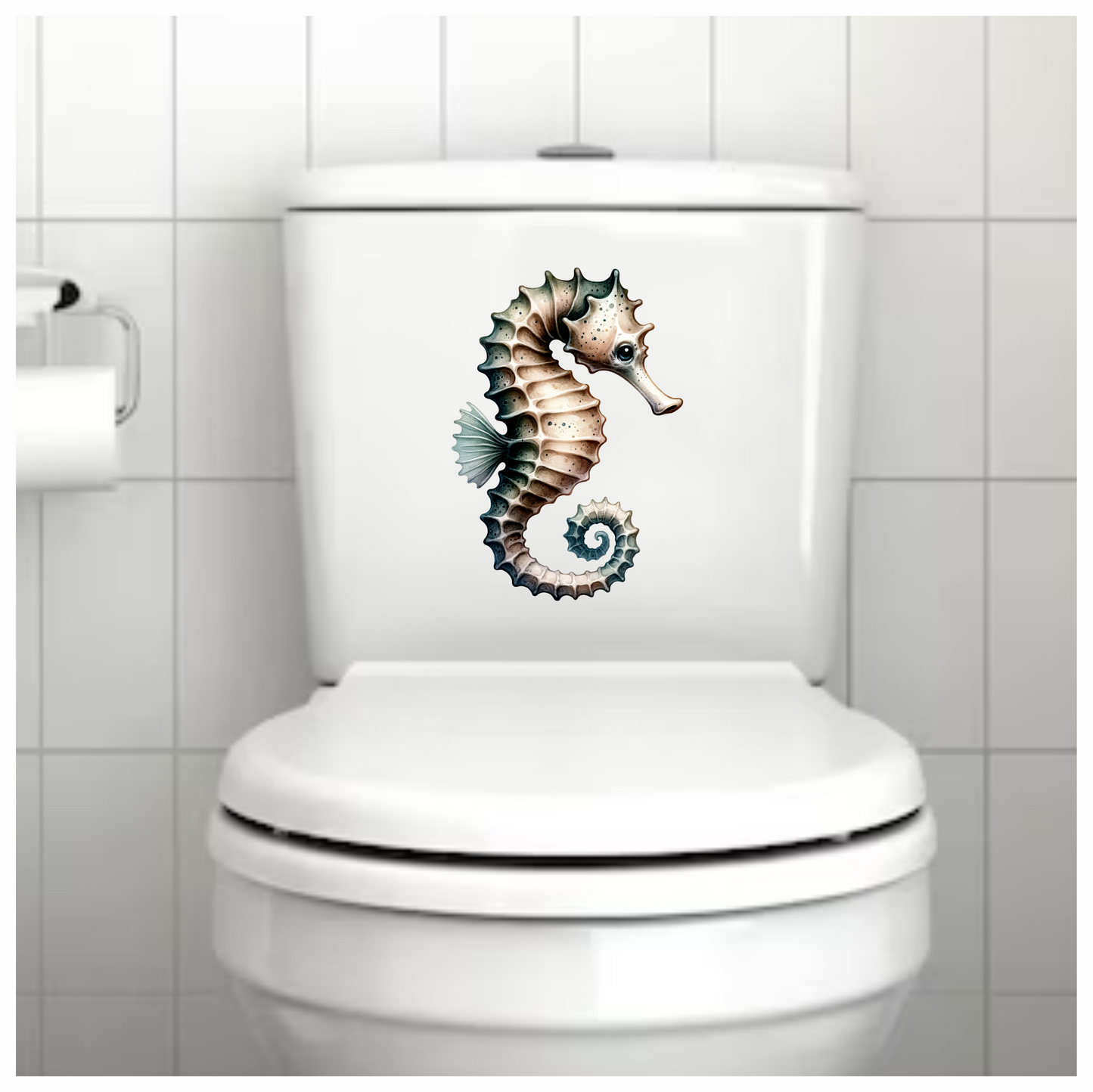 Seahorse Brown White Spiral Tail Vinyl Sticker Decal
