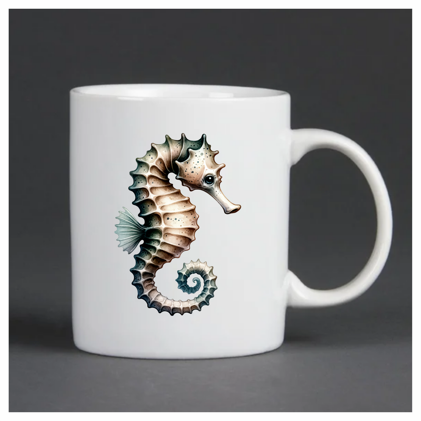 Seahorse Brown White Spiral Tail Vinyl Sticker Decal
