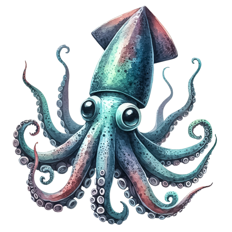 Squid Blue Cute Animal Vinyl Sticker Decal