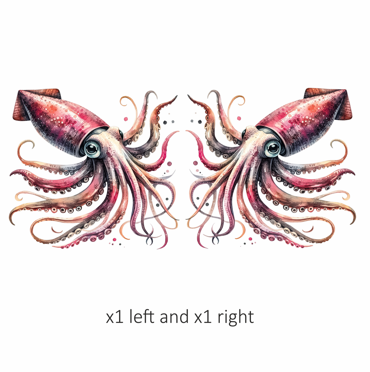 Squid Pink Animal Watercolor Vinyl Sticker Decal