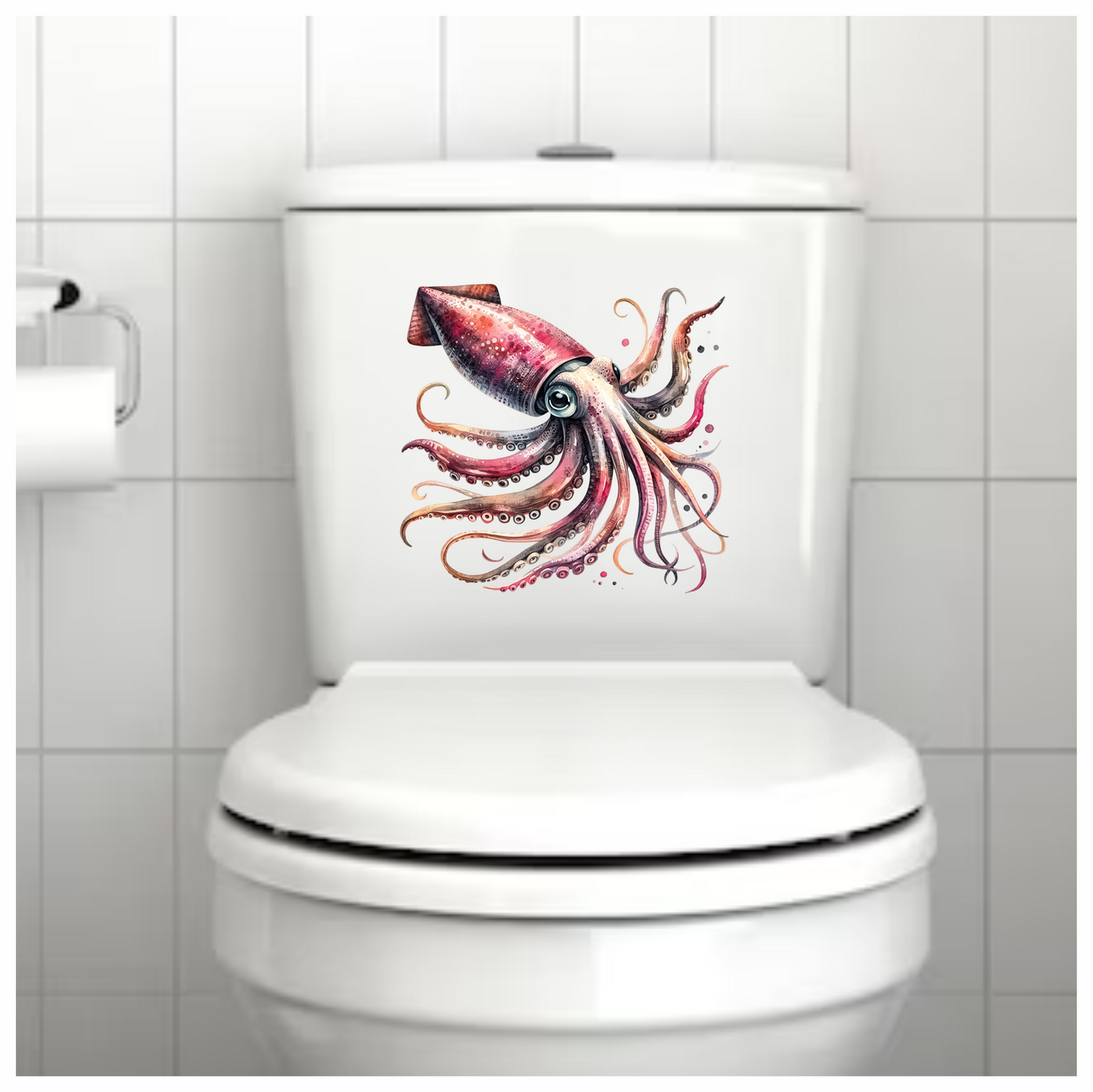 Squid Pink Animal Watercolor Vinyl Sticker Decal