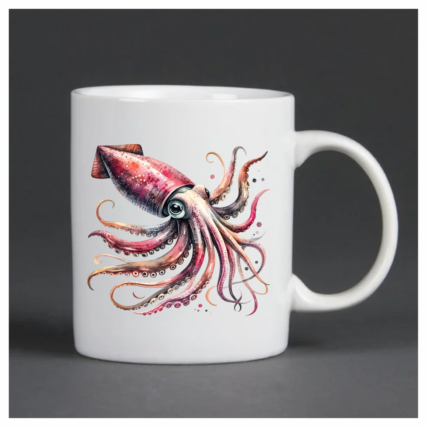 Squid Pink Animal Watercolor Vinyl Sticker Decal