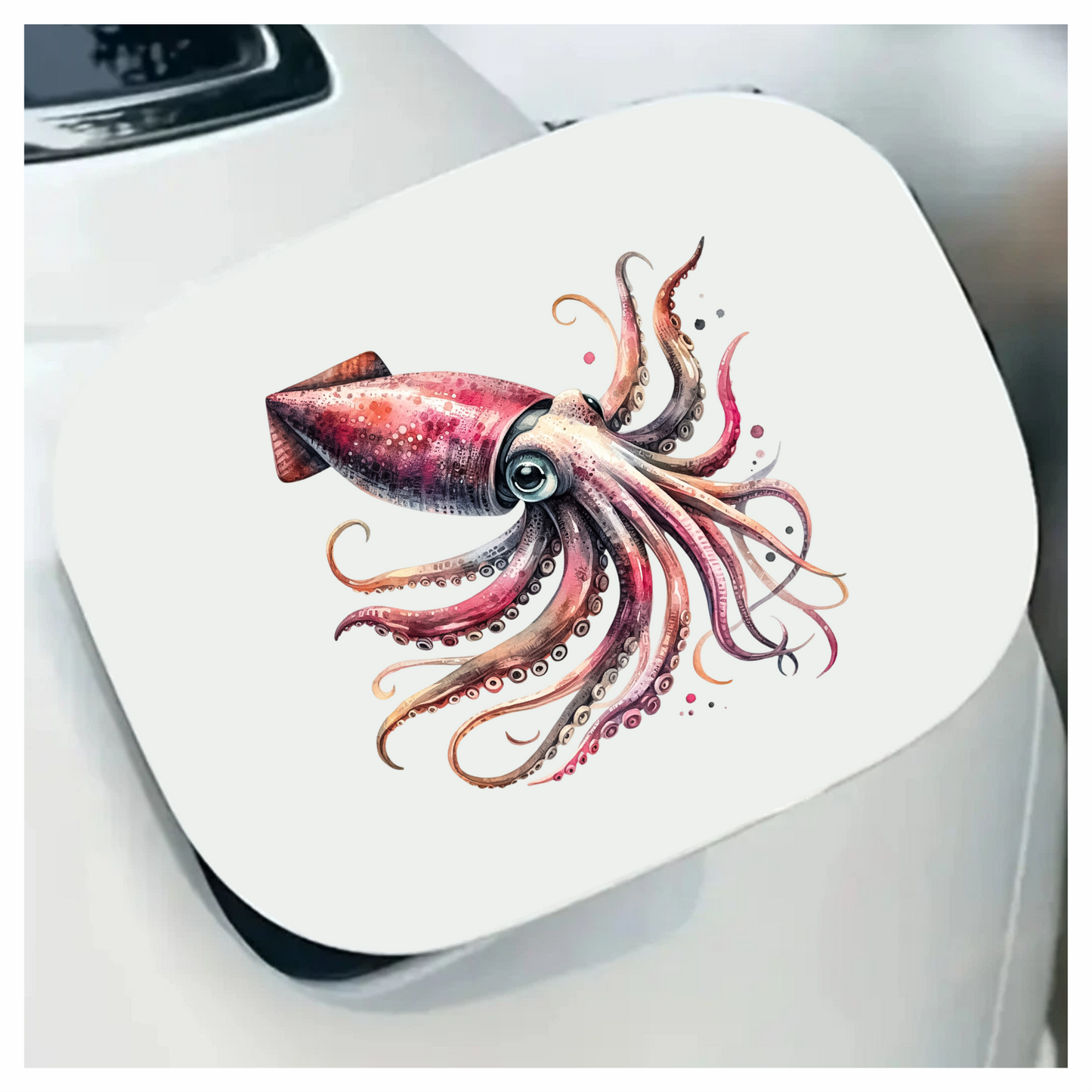 Squid Pink Animal Watercolor Vinyl Sticker Decal