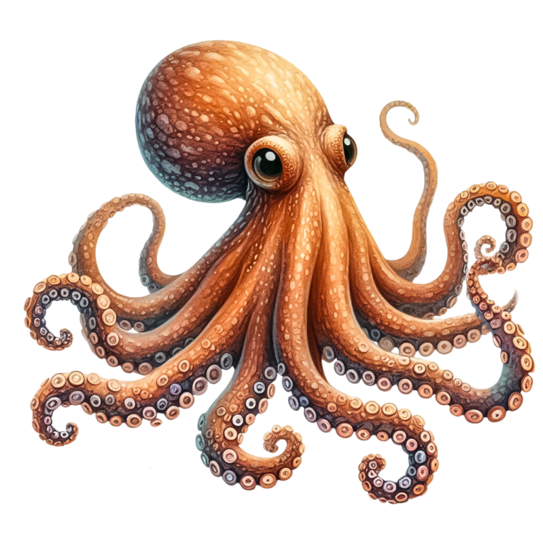 Octopus Orange Color Animal Vinyl Sticker Decal