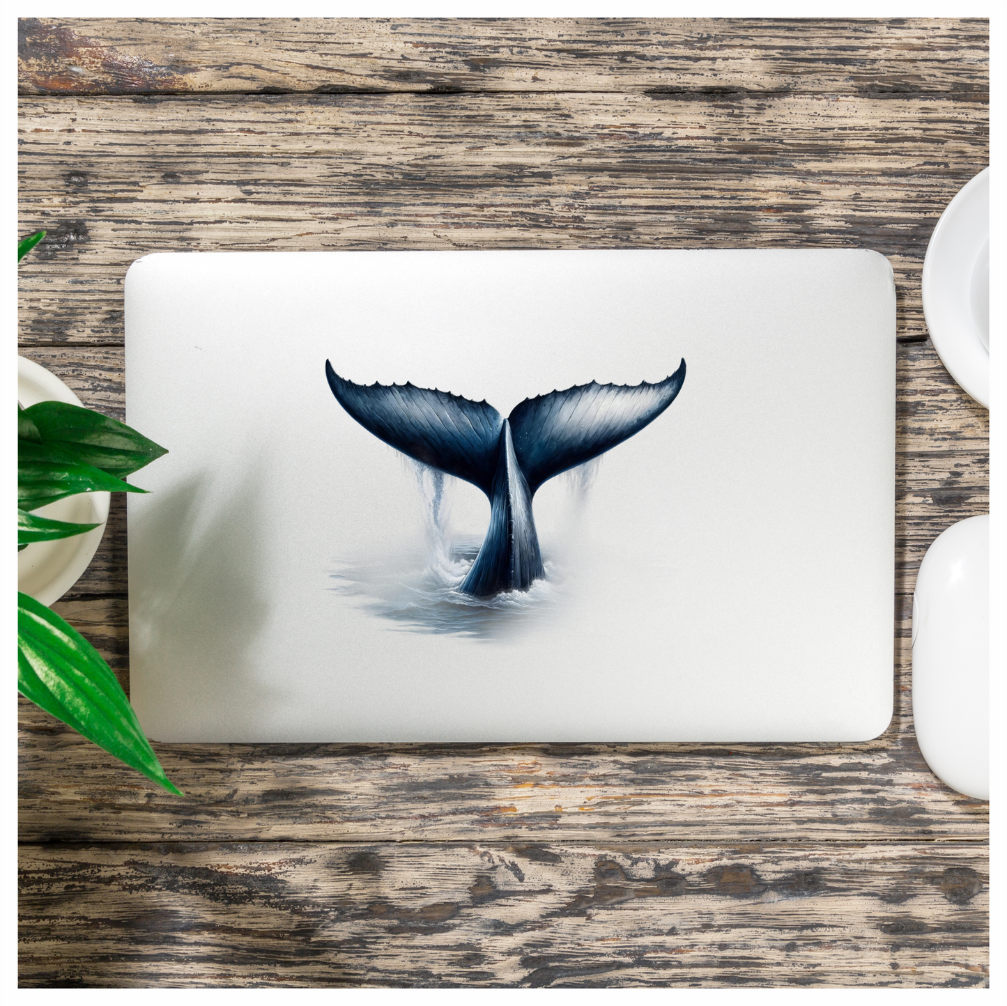 Whale Tail Waterfall Blue Vinyl Sticker Decal