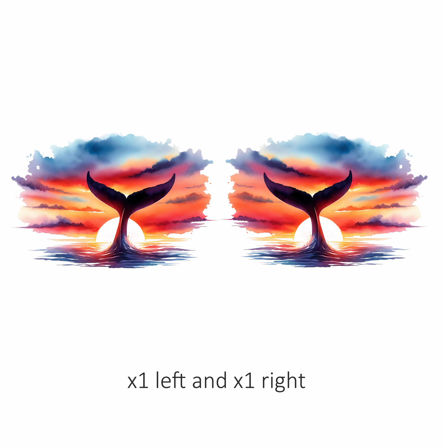 Whale Tail Sunset Ocean Watercolor Vinyl Sticker Decal
