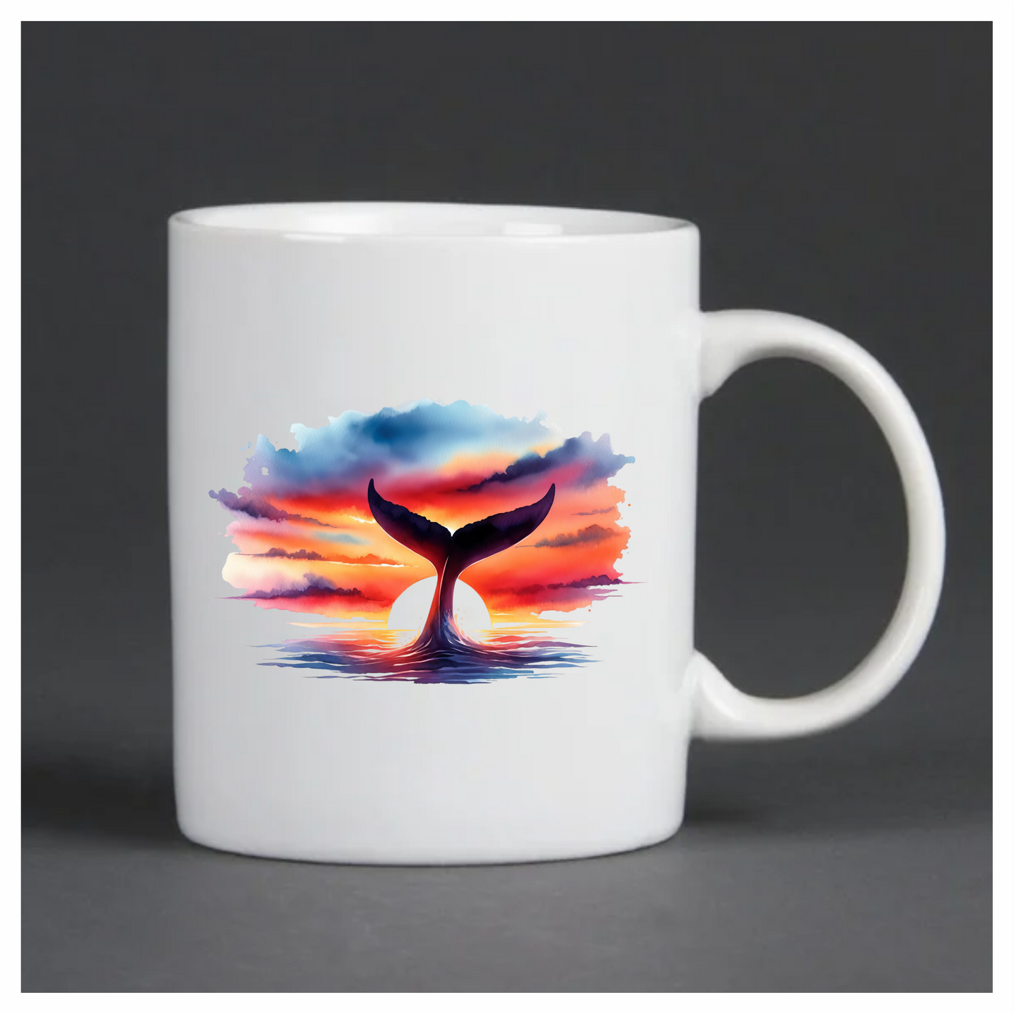 Whale Tail Sunset Ocean Watercolor Vinyl Sticker Decal