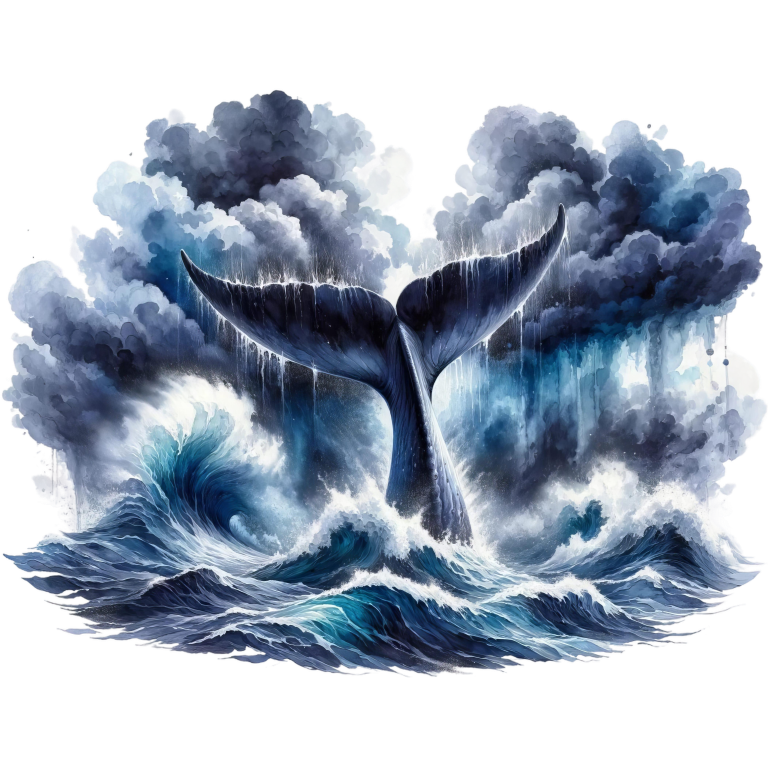 Whale Blue Ocean Waves Stormy Sky Vinyl Sticker Decal