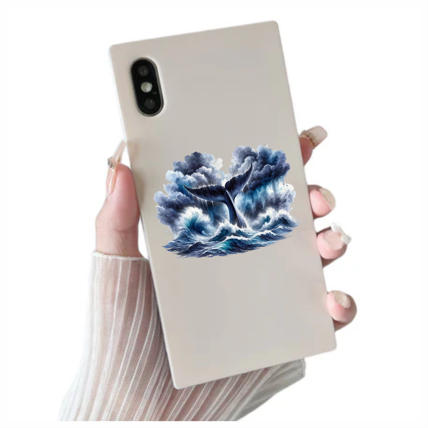Whale Blue Ocean Waves Stormy Sky Vinyl Sticker Decal