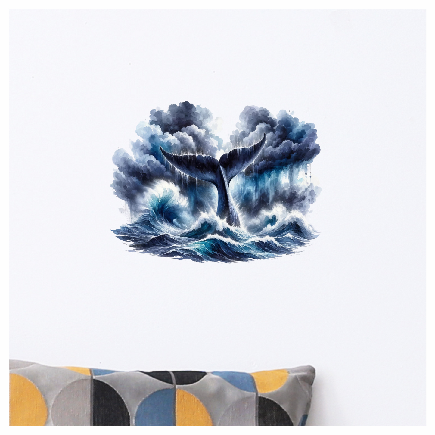 Whale Blue Ocean Waves Stormy Sky Vinyl Sticker Decal