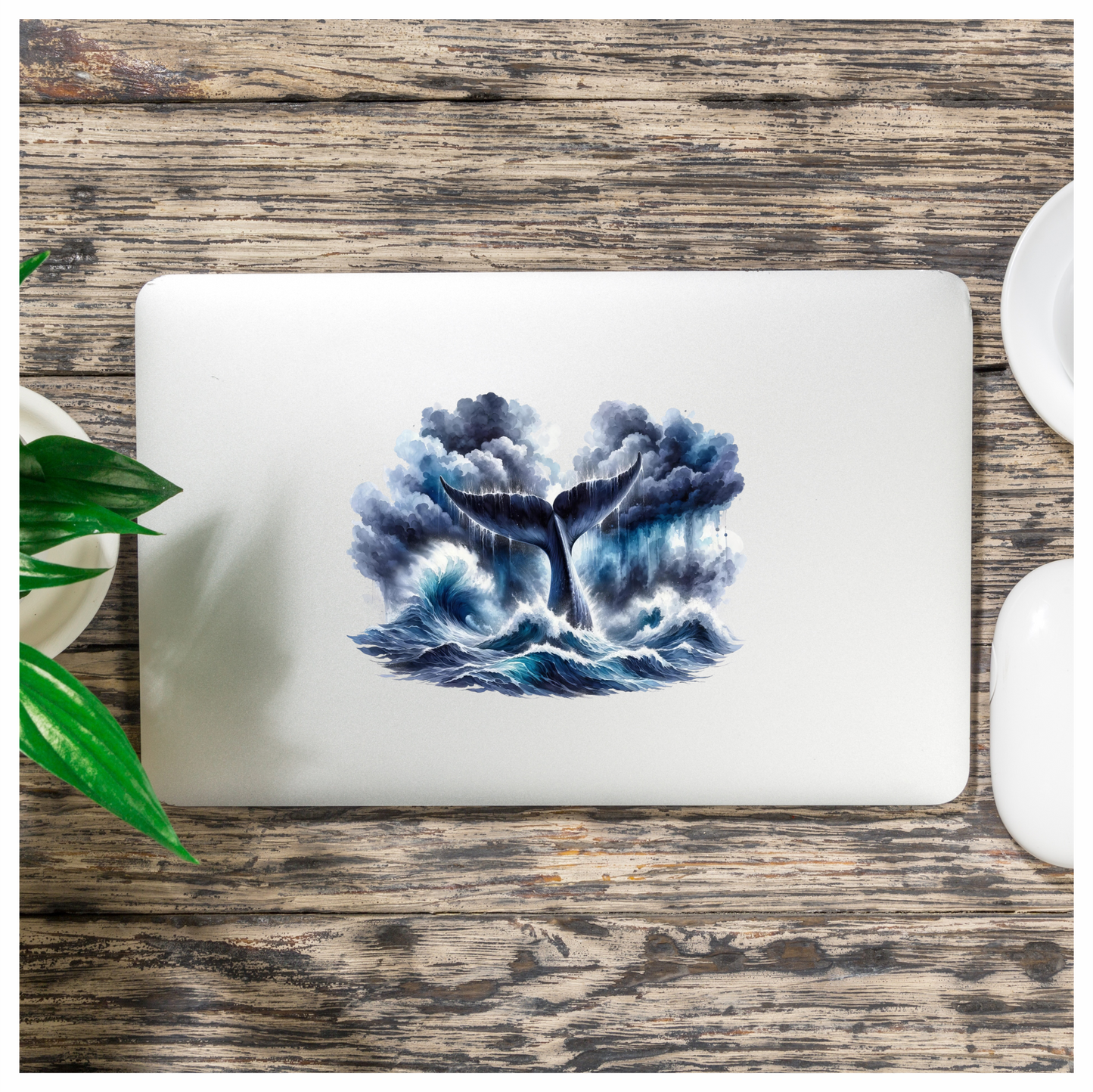 Whale Blue Ocean Waves Stormy Sky Vinyl Sticker Decal