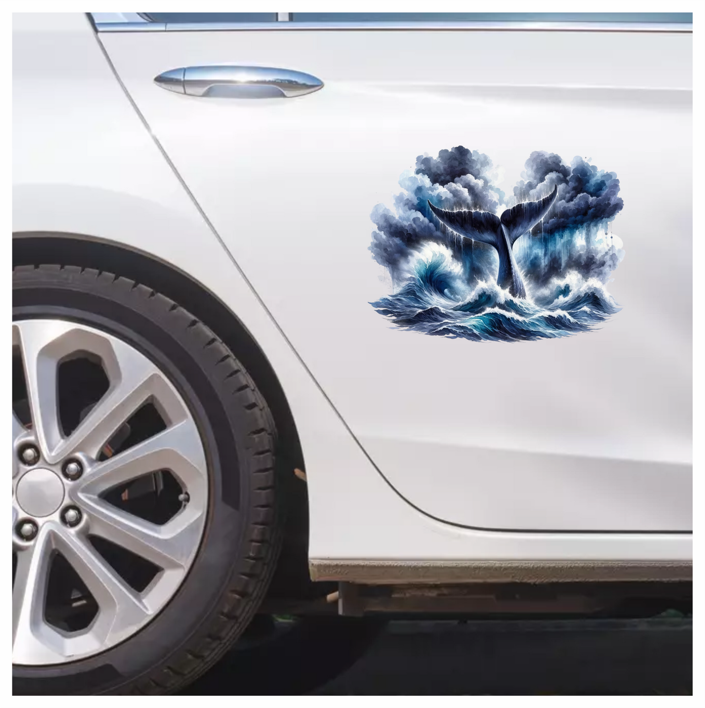 Whale Blue Ocean Waves Stormy Sky Vinyl Sticker Decal