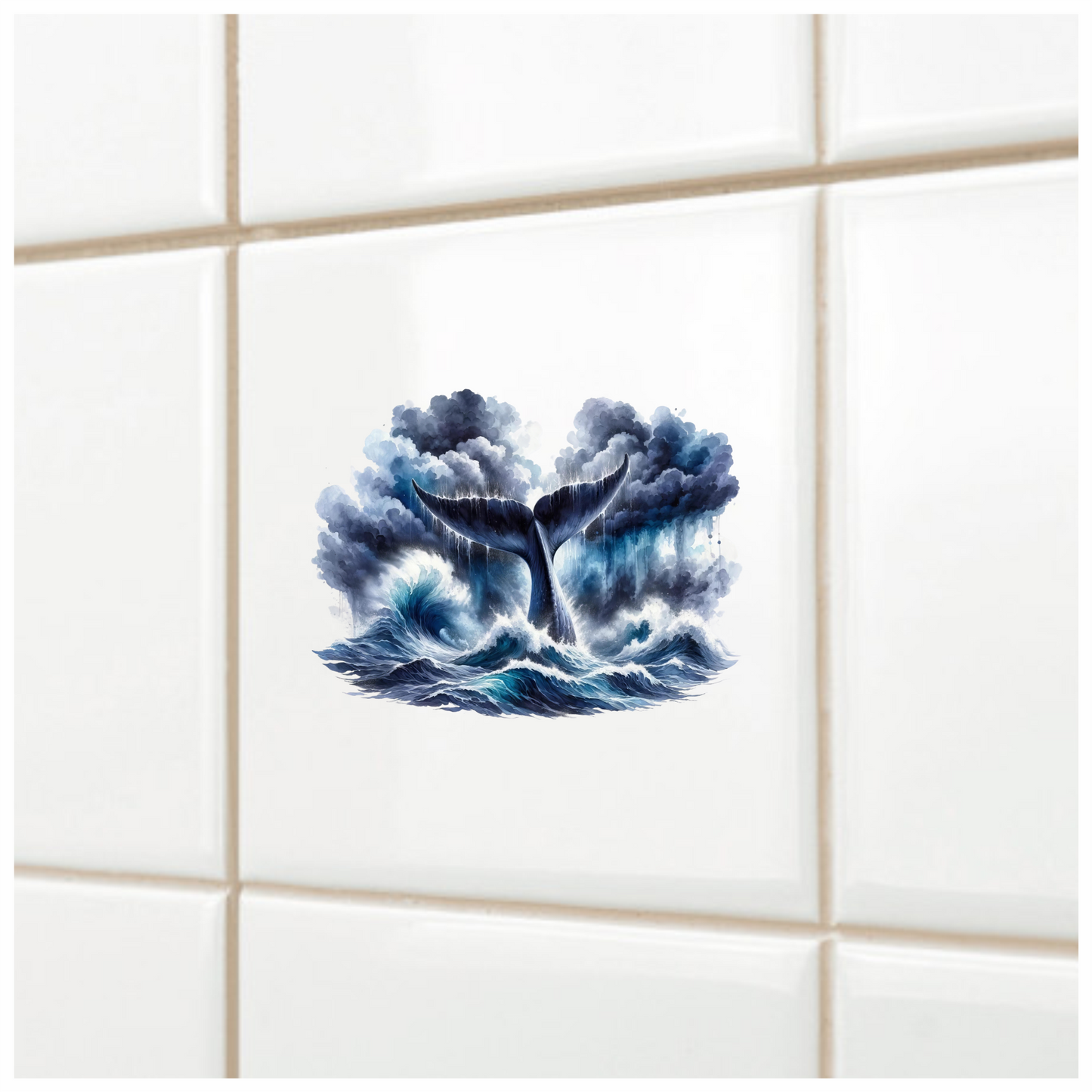 Whale Blue Ocean Waves Stormy Sky Vinyl Sticker Decal