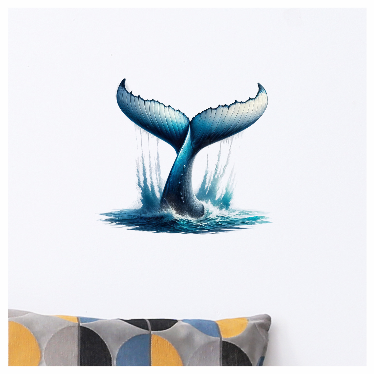 Whale Blue Water Tail Splash Vinyl Sticker Decal