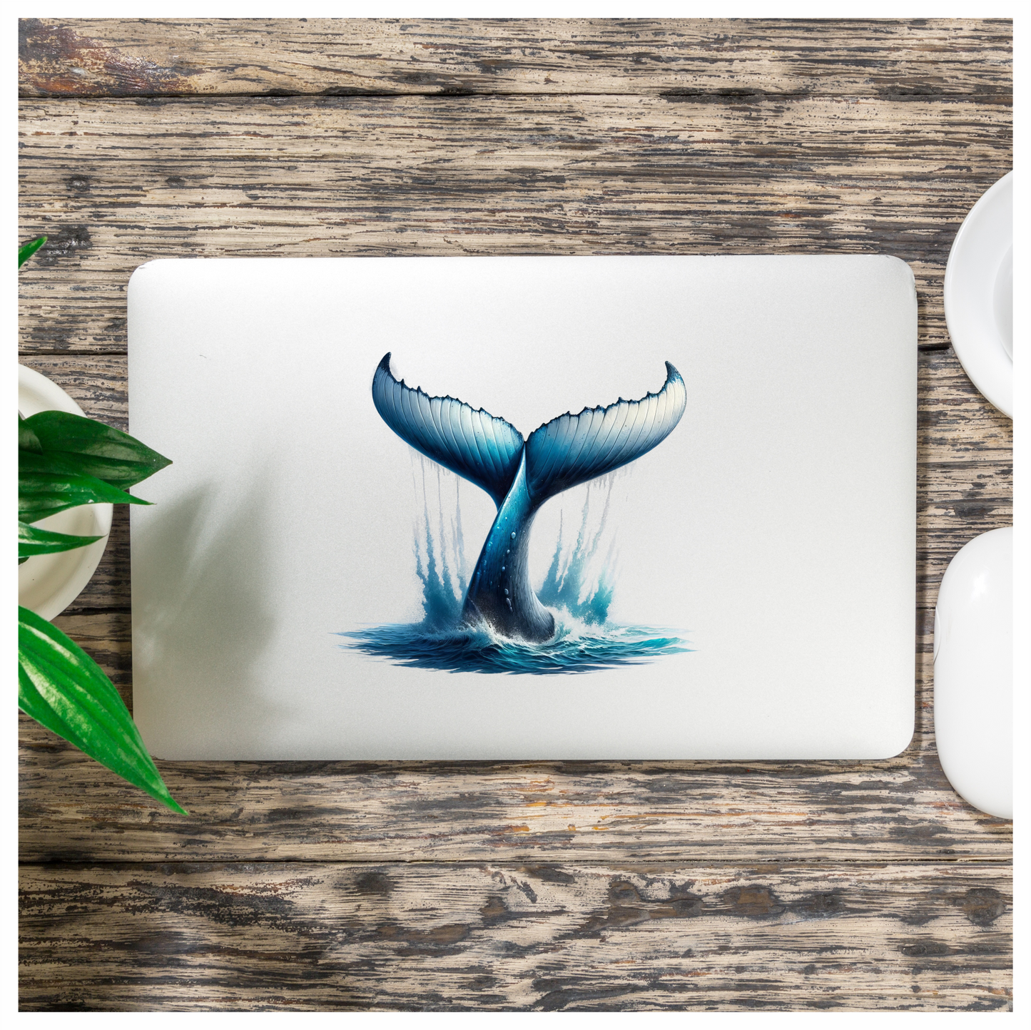 Whale Blue Water Tail Splash Vinyl Sticker Decal