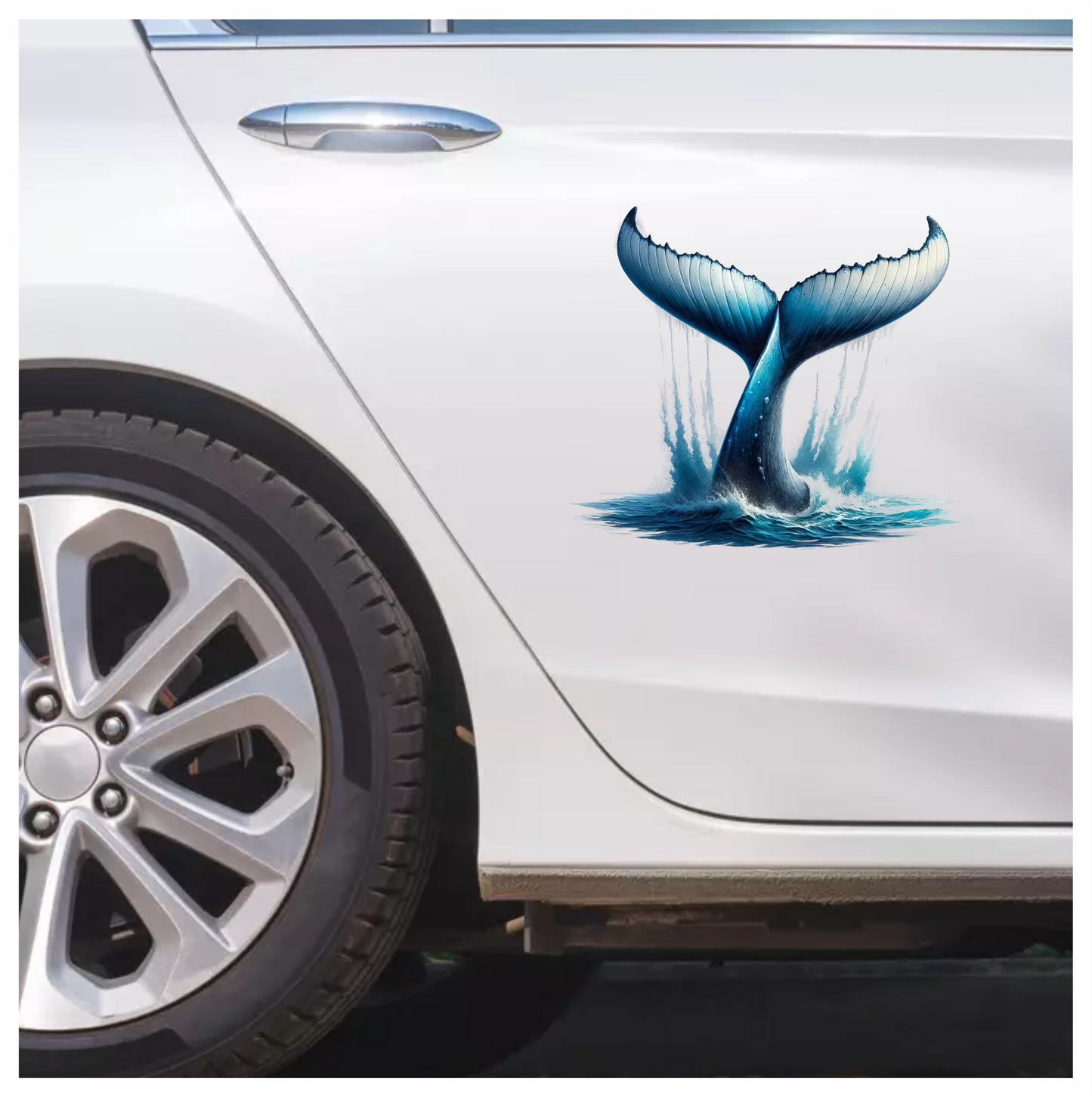 Whale Blue Water Tail Splash Vinyl Sticker Decal