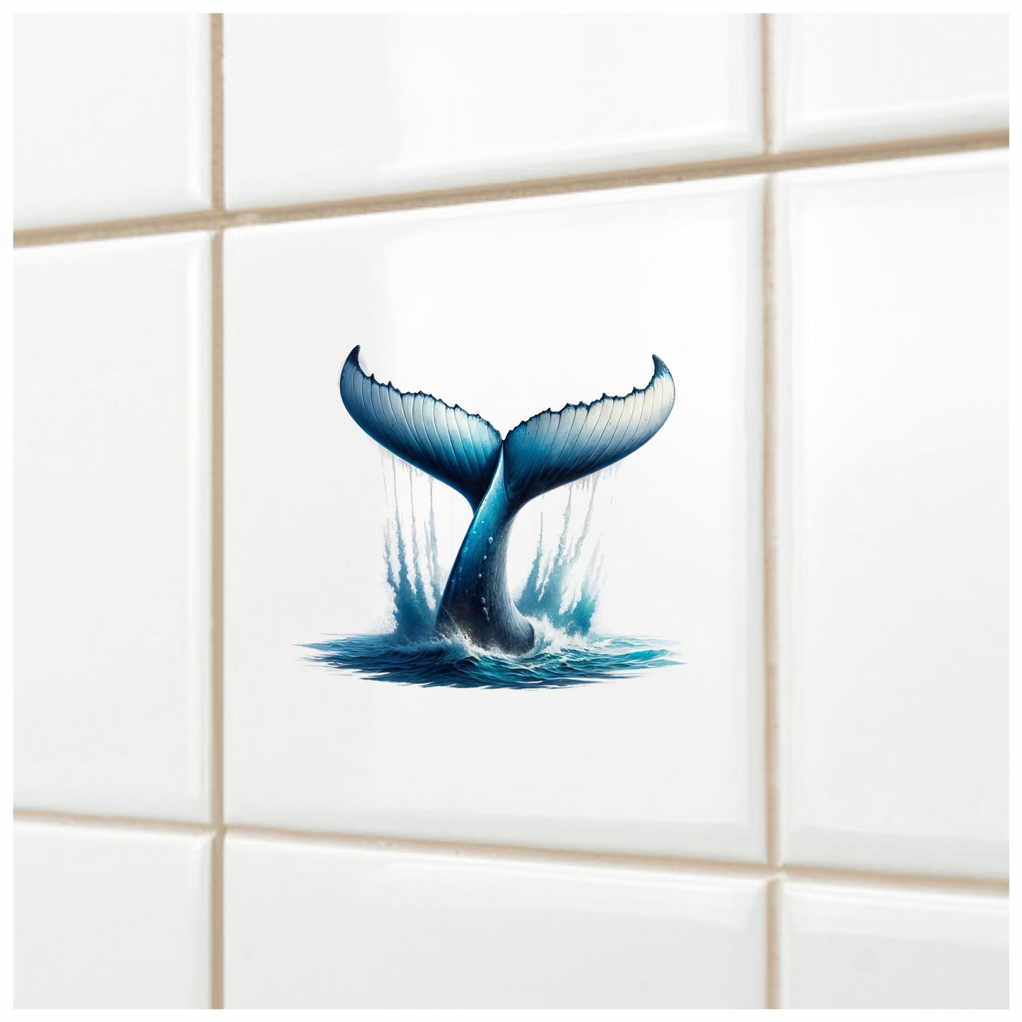 Whale Blue Water Tail Splash Vinyl Sticker Decal